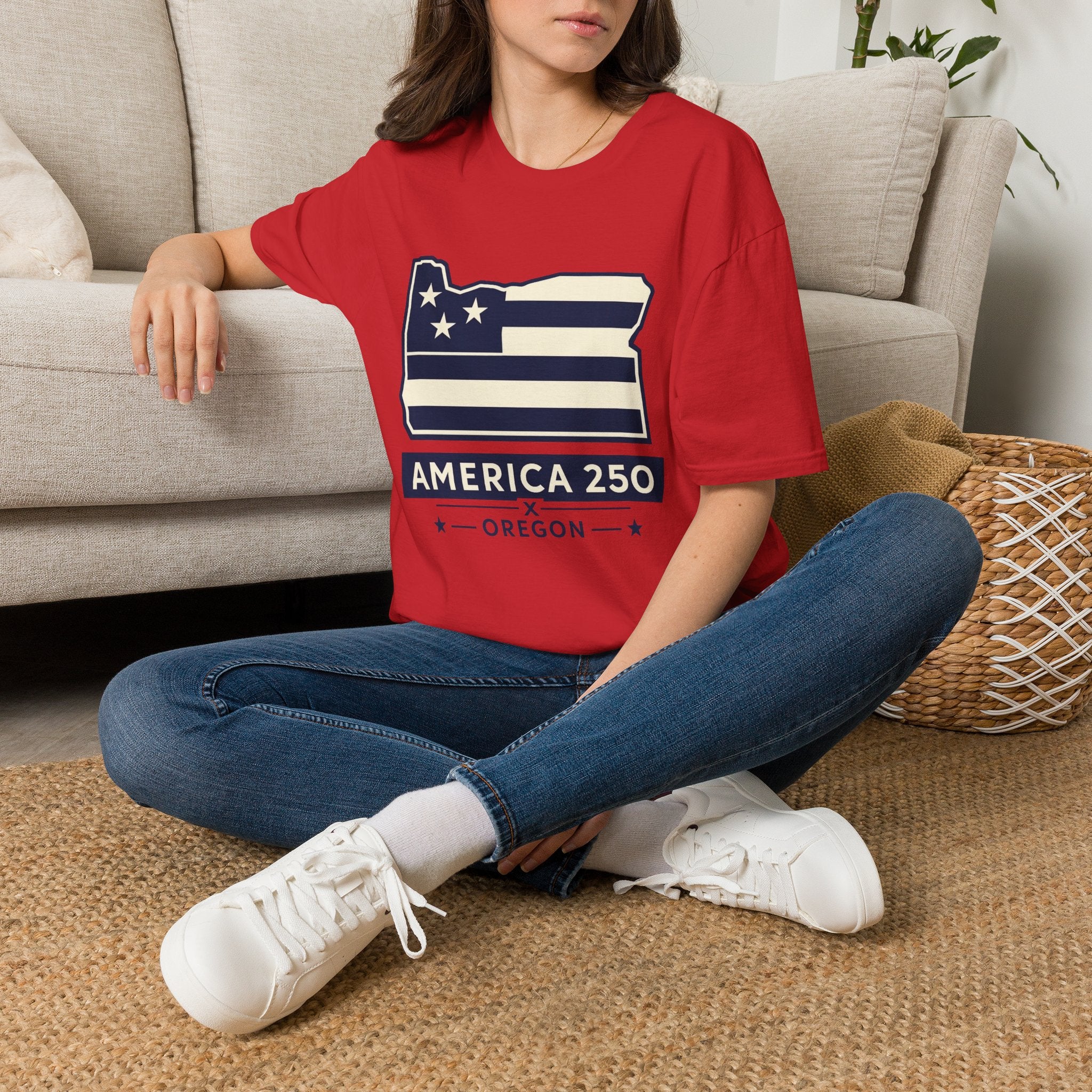 America 250 Oregon Shirt — Minimal Oregon State Flag Graphic Tee