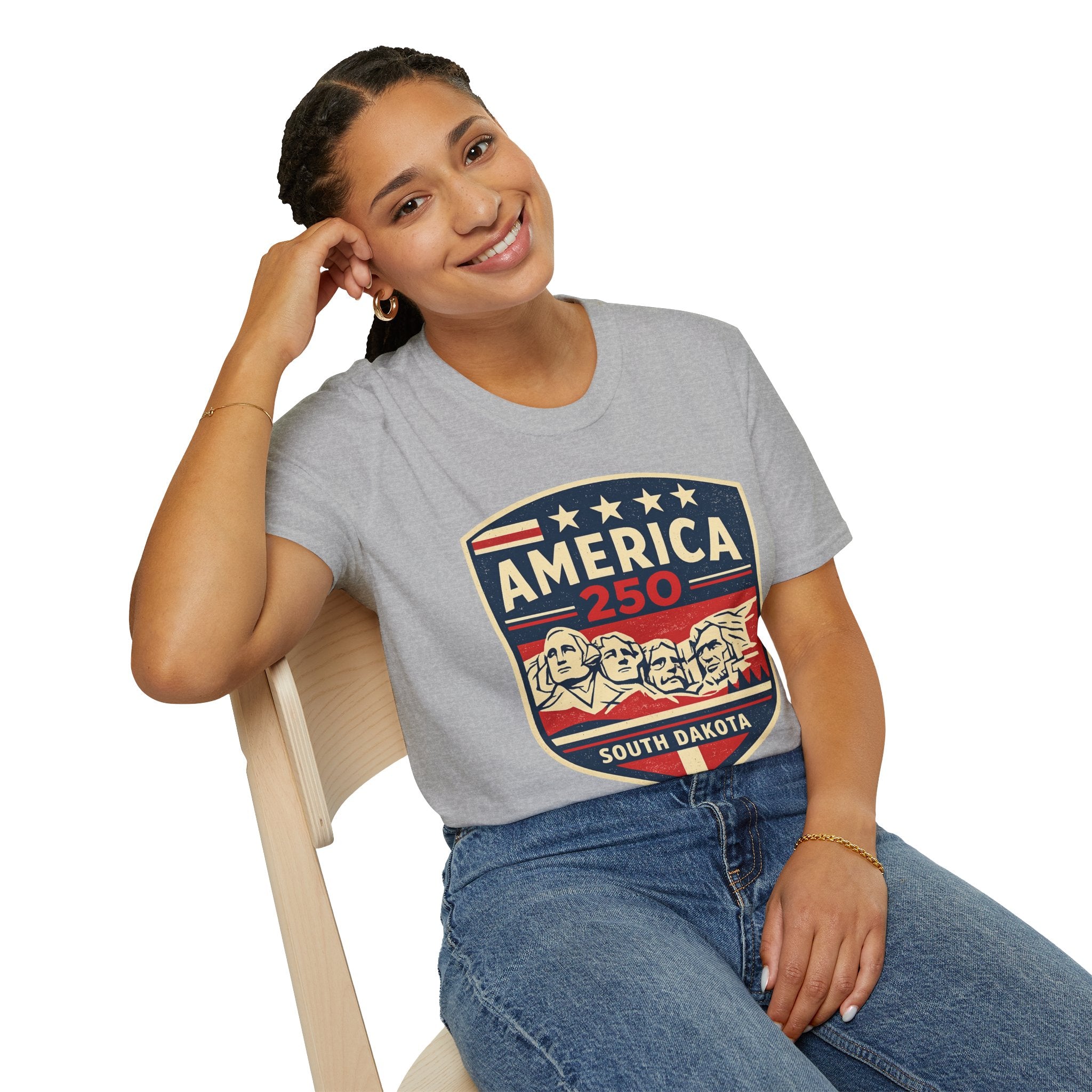 America 250 South Dakota Shirt — Retro Mount Rushmore USA Graphic Tee