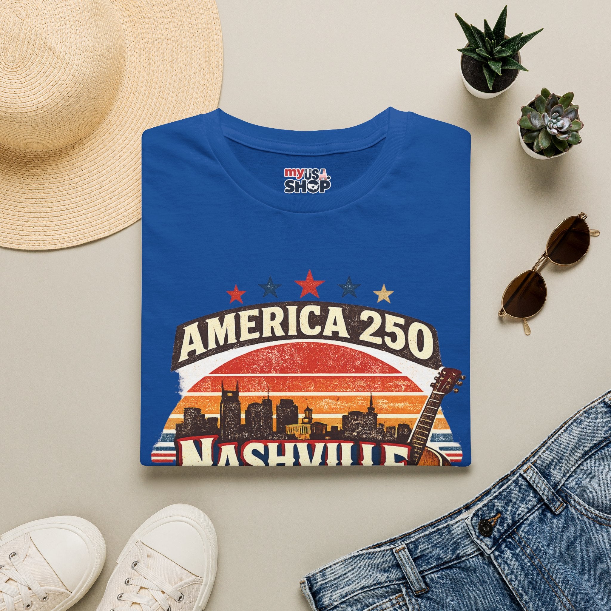 America 250 Nashville Tennessee T-Shirt — Patriotic Music City Graphic Tee