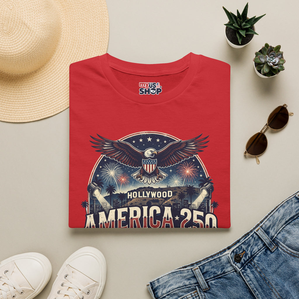 America 250 Graphic T-Shirt — Hollywood Stars & Stripes Eagle Design