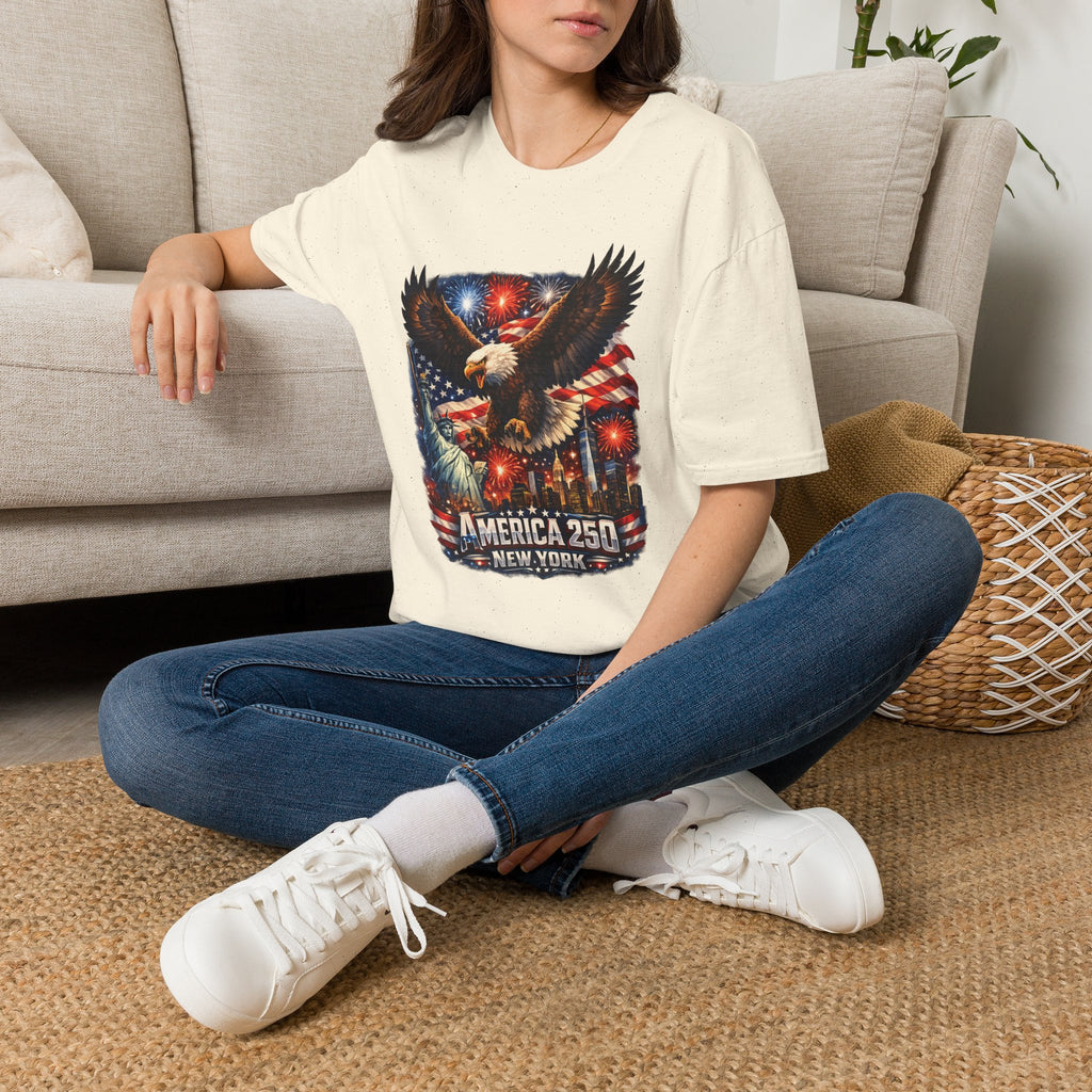 America 250 Patriotic Eagle T-Shirt — New York Fireworks Design