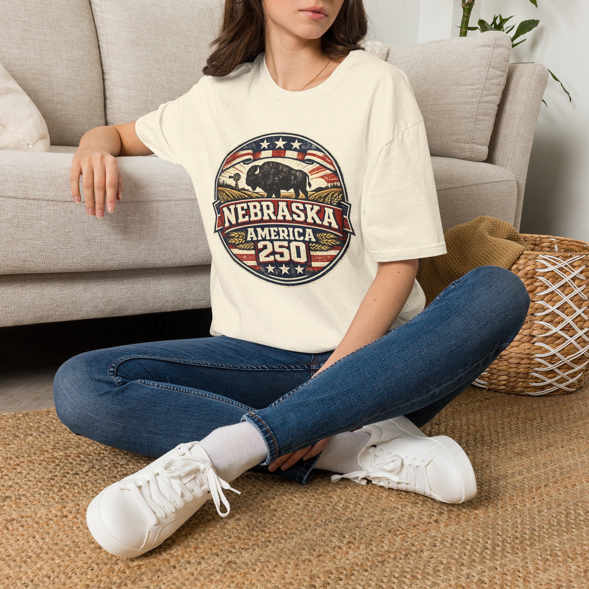 Nebraska Buffalo Retro T-Shirt — America 250 Vintage State Pride Tee