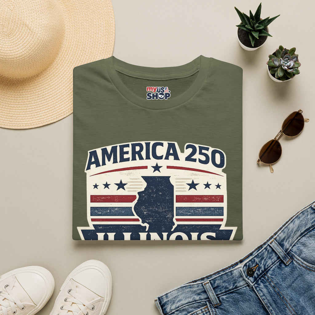 America 250 Illinois T-Shirt — 1776–2026 USA State Pride Tee