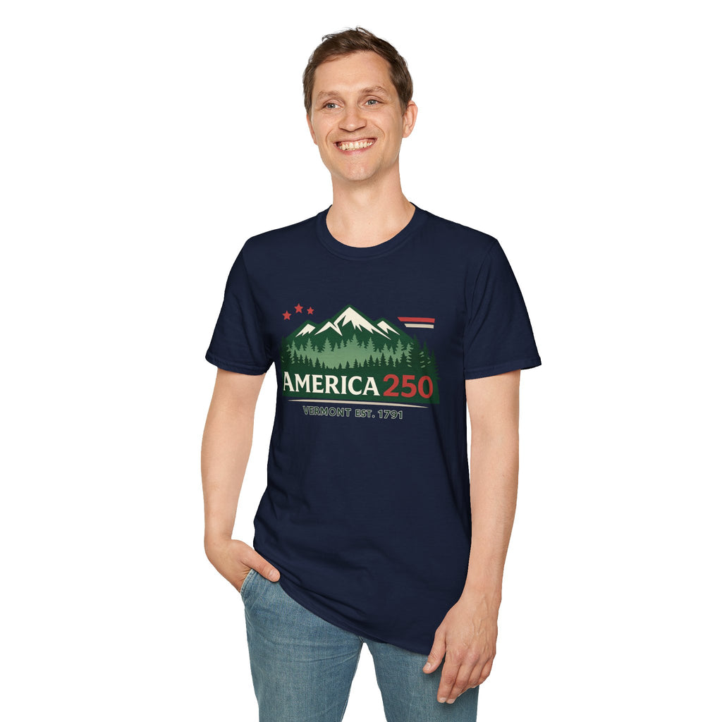America 250 – Vermont Est. 1791 Mountain Star Vintage Tee Design