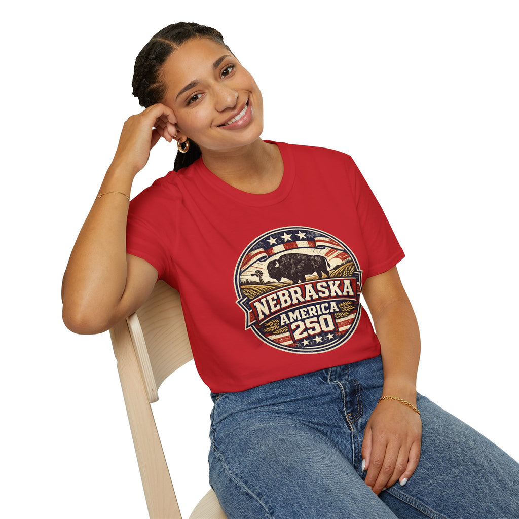 Nebraska Buffalo Retro T-Shirt — America 250 Vintage State Pride Tee