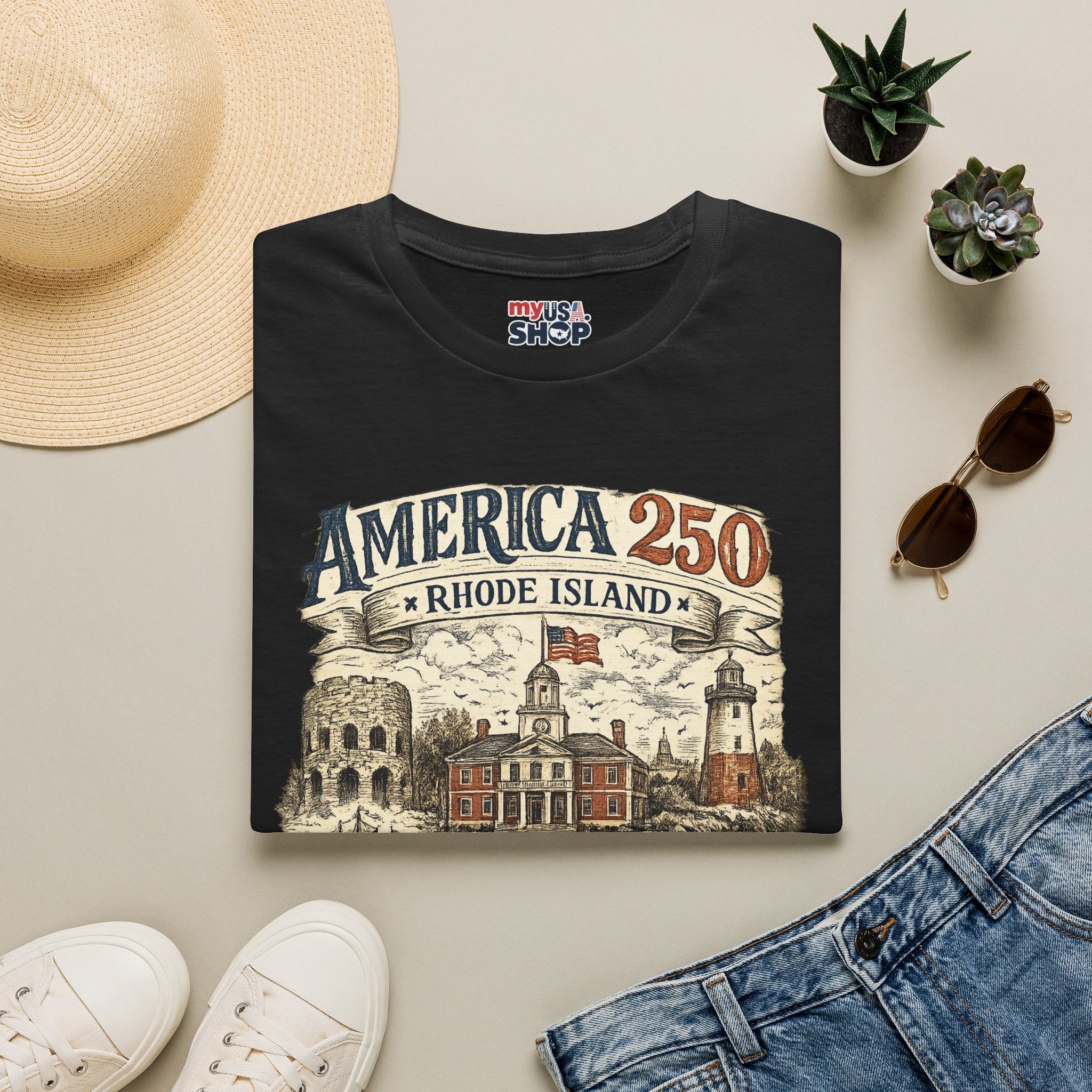 America 250 Rhode Island Shirt — Birthplace of Liberty Heritage Tee