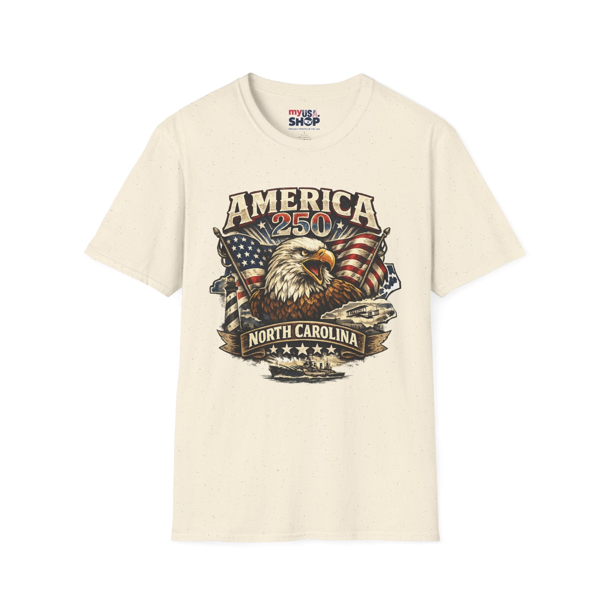America 250 Eagle T-Shirt — Patriotic USA Flag Graphic (North Carolina)