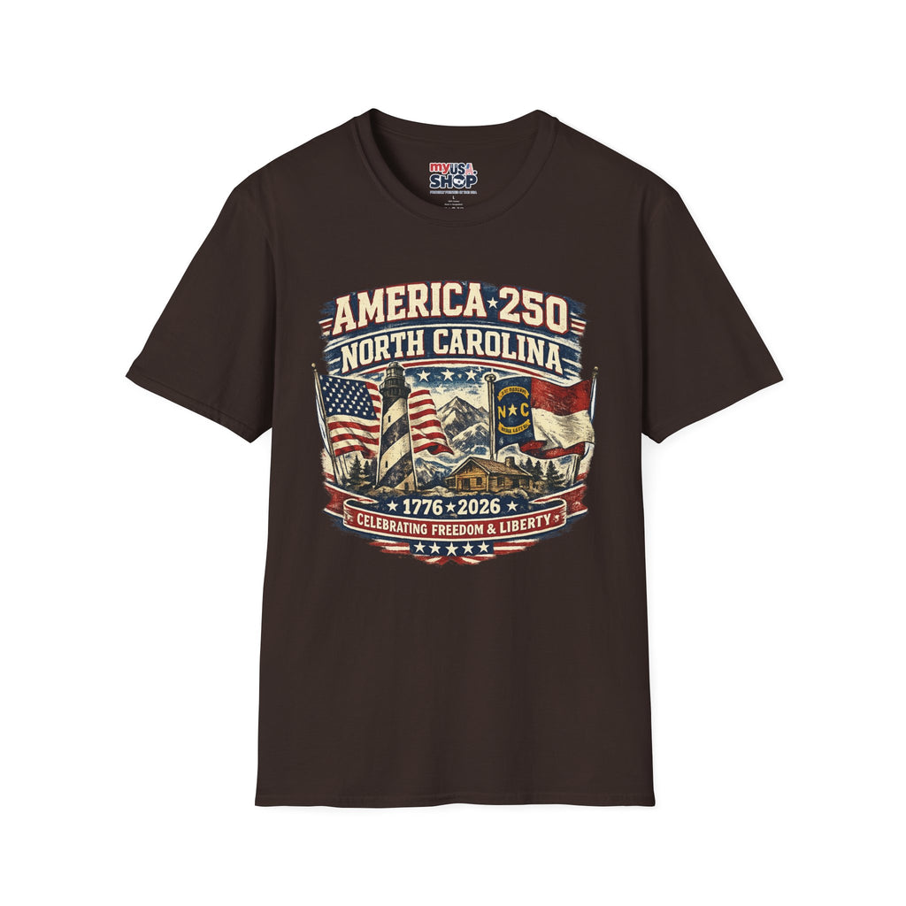 America 250 North Carolina T-Shirt — 1776–2026 Patriotic State Pride Tee