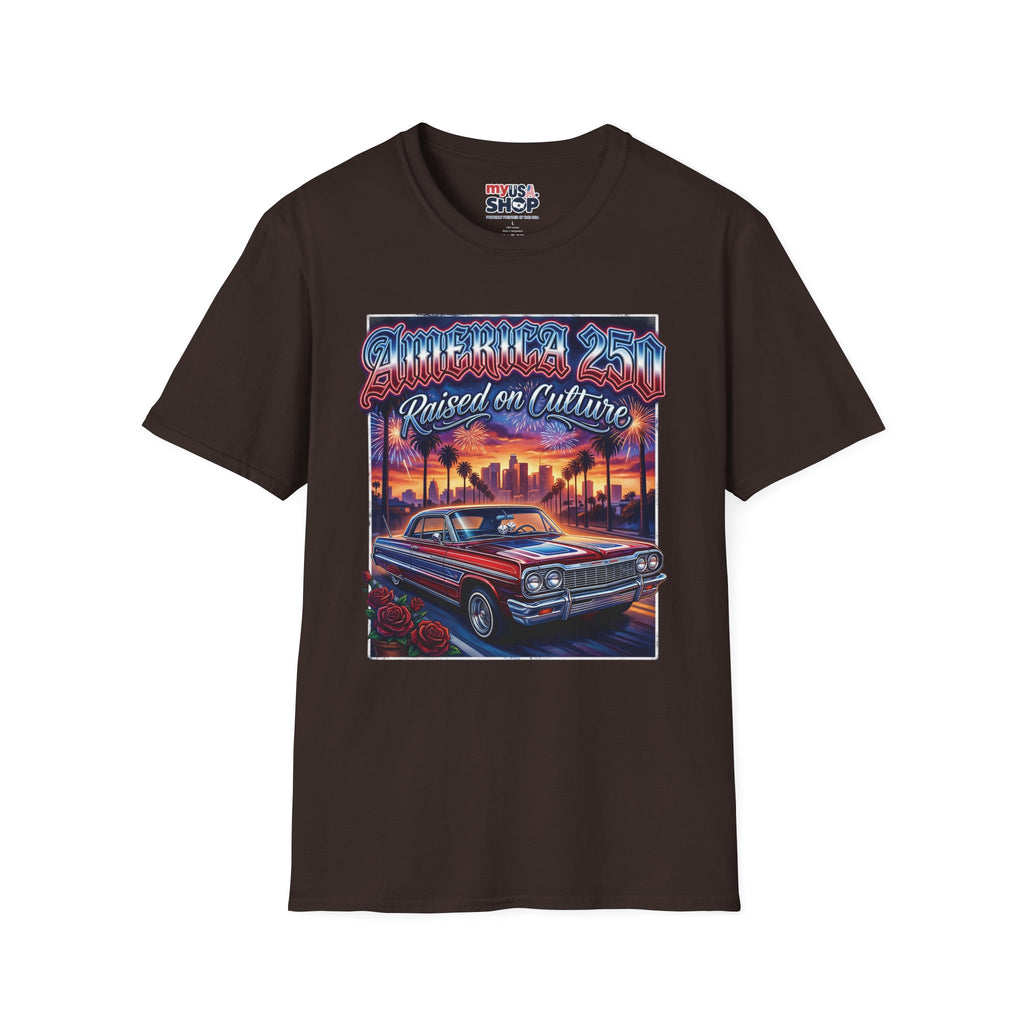America 250 California "Raised on Culture" — Vintage Sunset Classic Car Patriotic