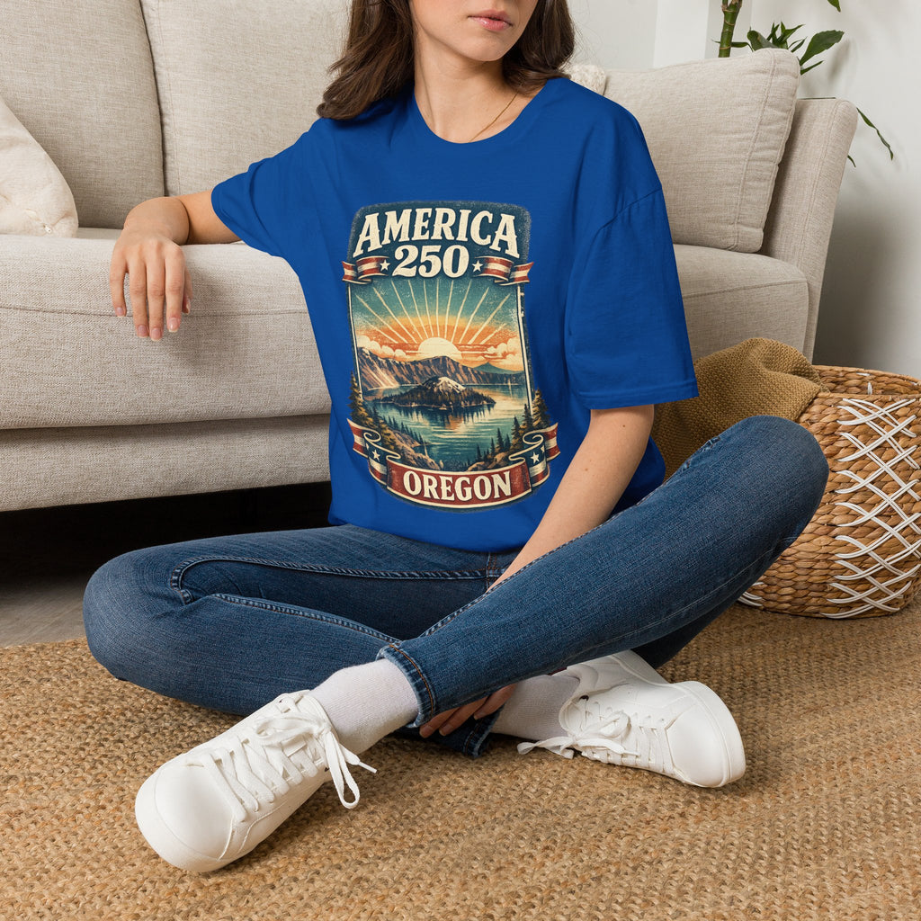 Oregon America 250 Shirt — Crater Lake Sunset Vintage Tee