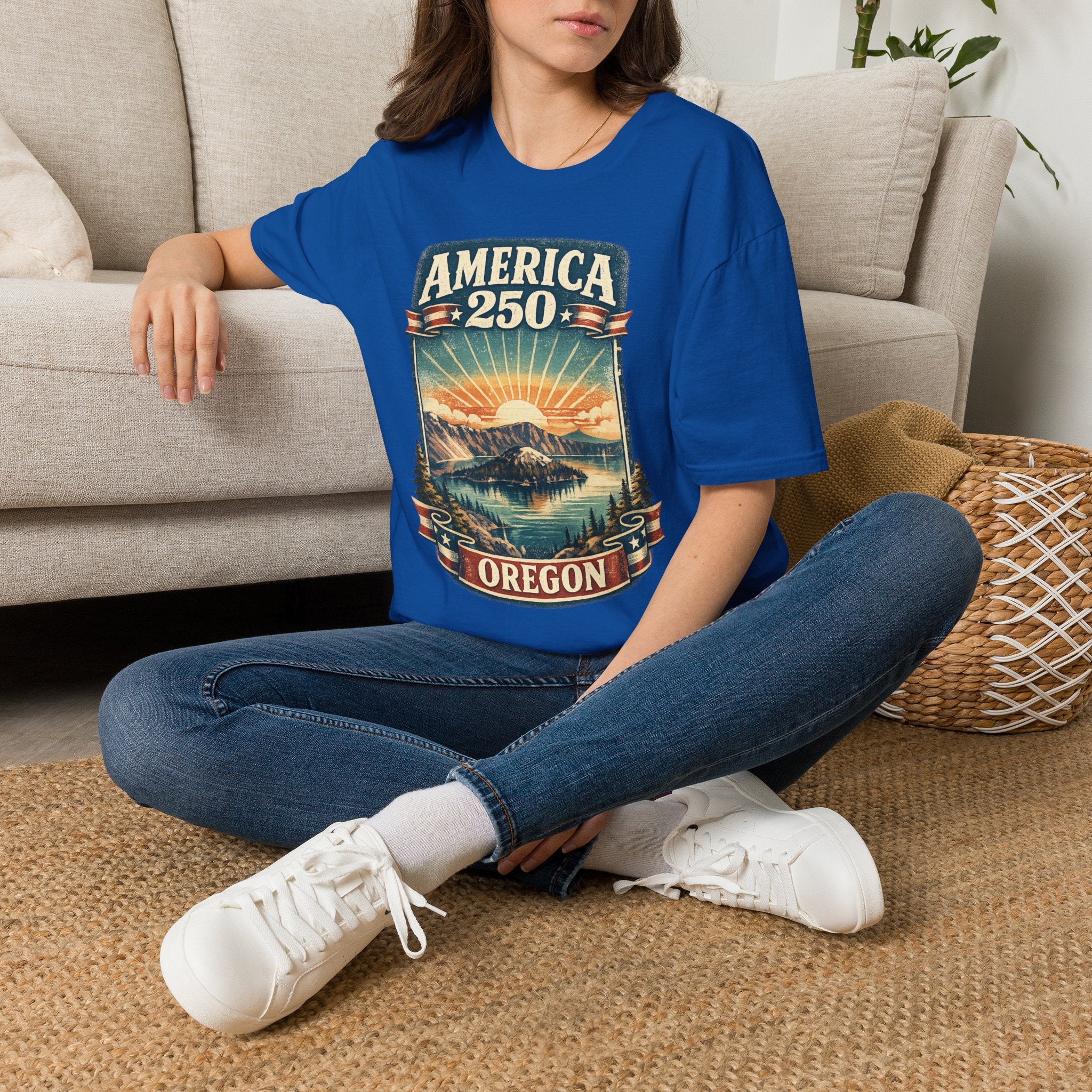 Oregon America 250 Shirt — Crater Lake Sunset Vintage Tee