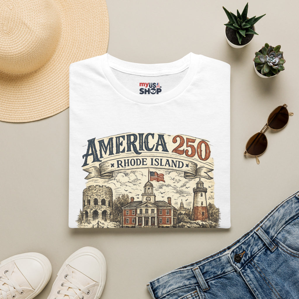 America 250 Rhode Island Shirt — Birthplace of Liberty Heritage Tee