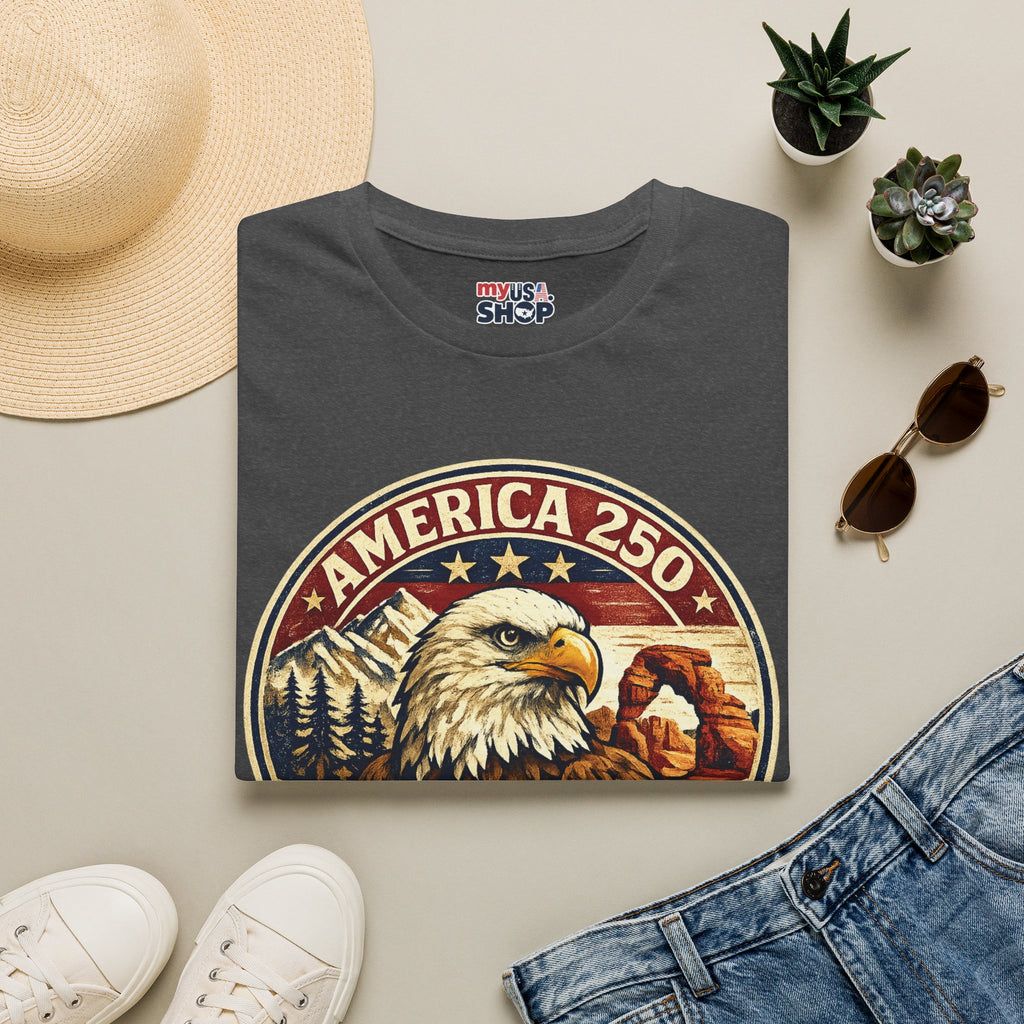 America 250 Utah State Tee — Land of Freedom Eagle Graphic Shirt
