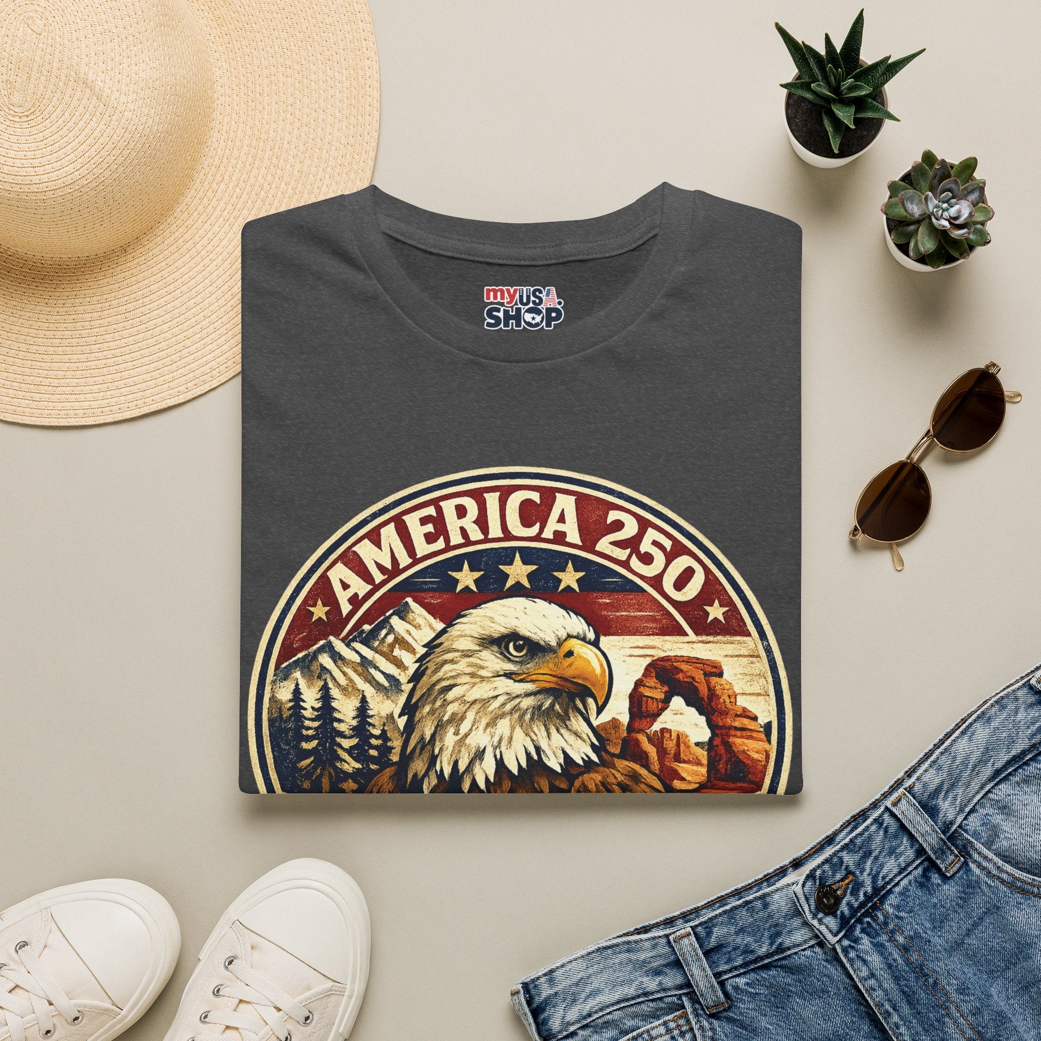 America 250 Utah State Tee — Land of Freedom Eagle Graphic Shirt