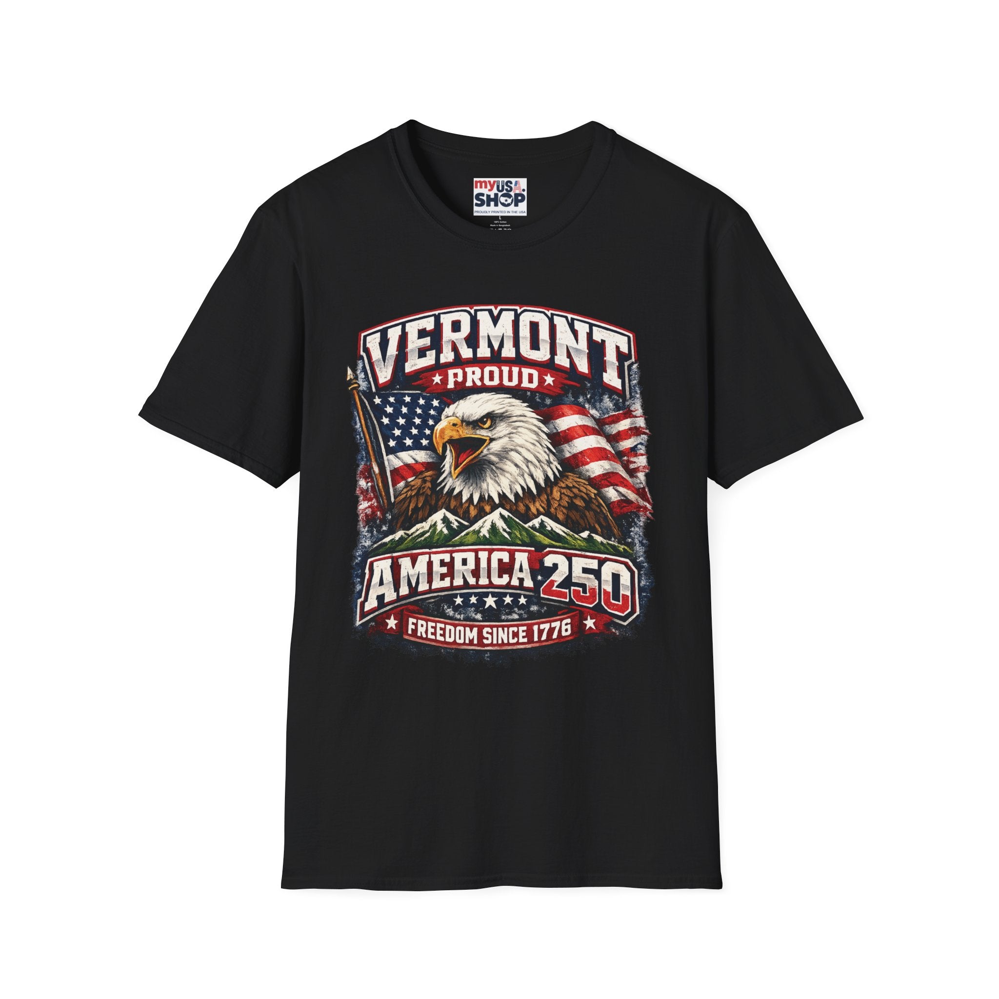 America 250 x Vermont Proud T-Shirt — Eagle Flag Design
