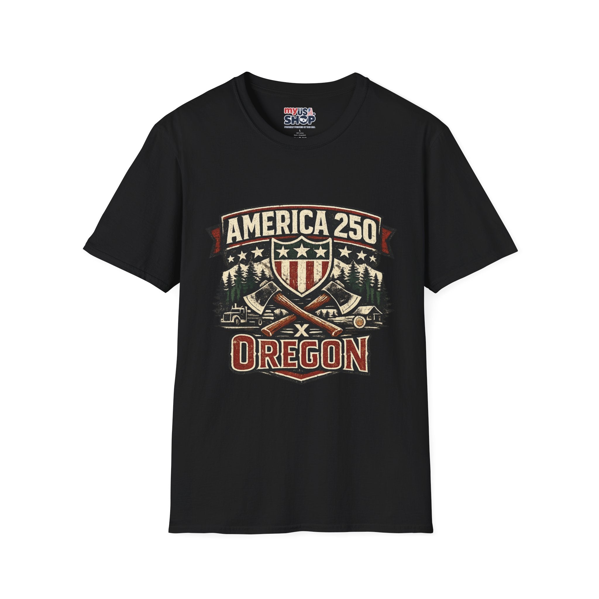 America 250 Shirt —Oregon  Rustic Timber Heritage Graphic Tee