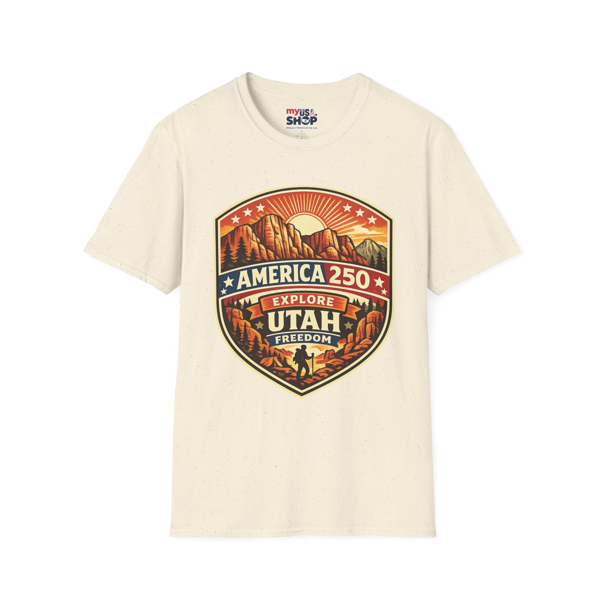 America 250 T-Shirt Utah Explore Freedom Vintage National Park Badge