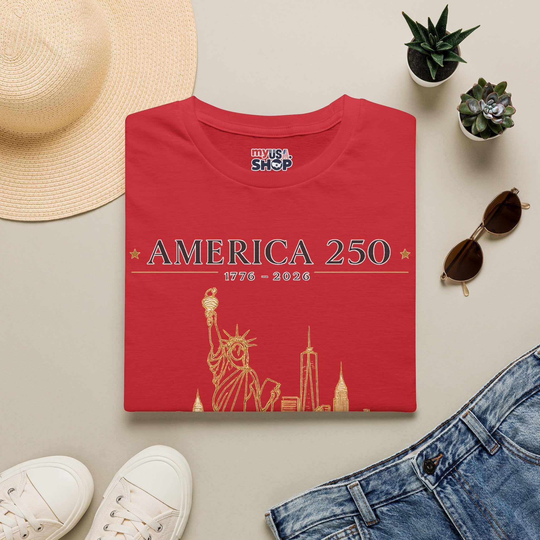 America 250 — USA Commemorative Tee (New York Statue of Liberty Design)