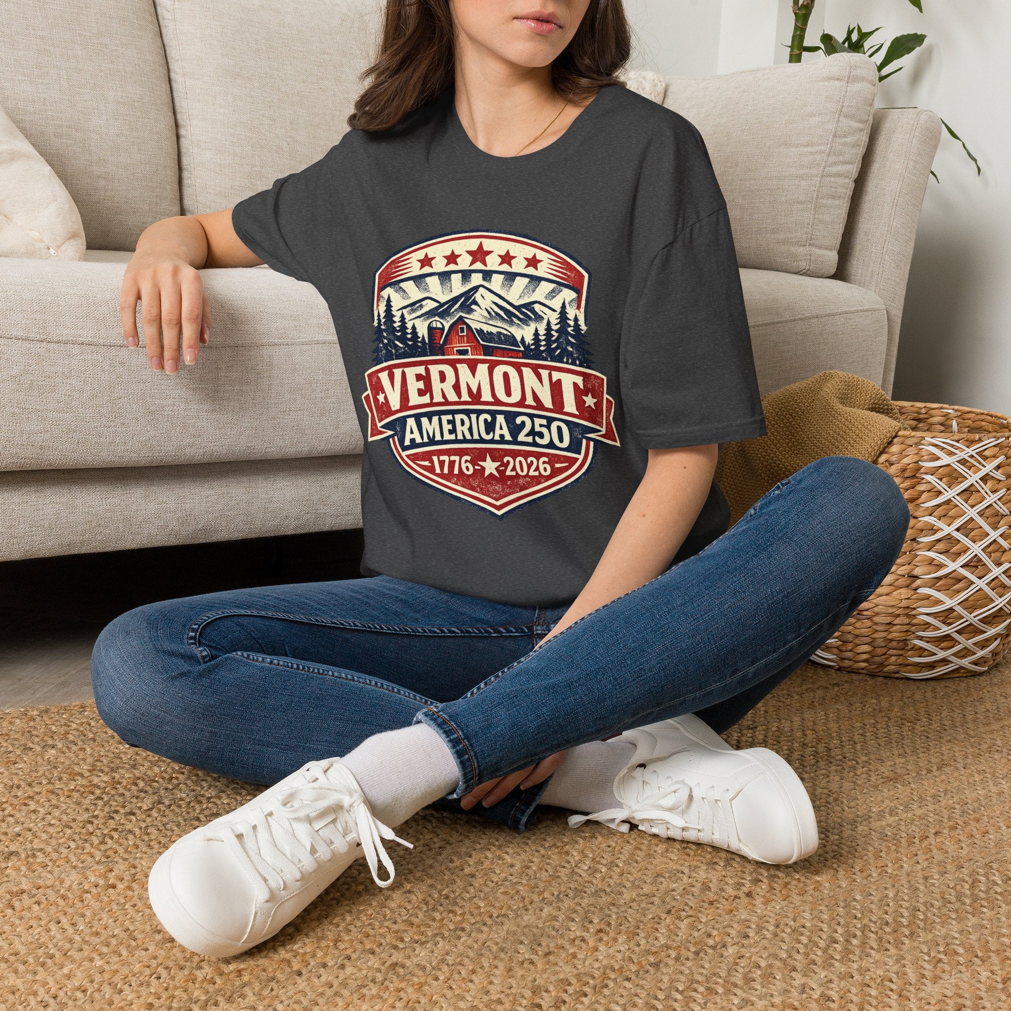 America 250 – Vermont 1776–2026 Mountain Heritage Vintage Tee Design