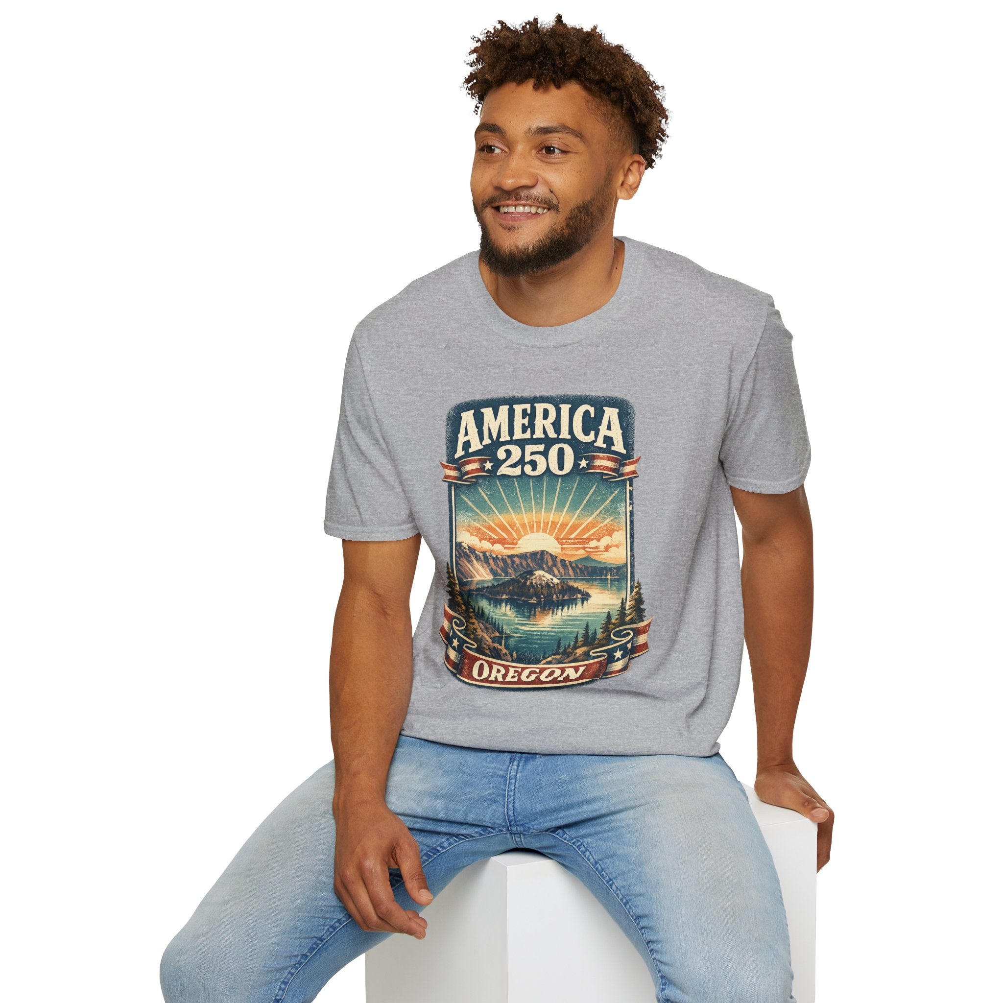 Oregon America 250 Shirt — Crater Lake Sunset Vintage Tee