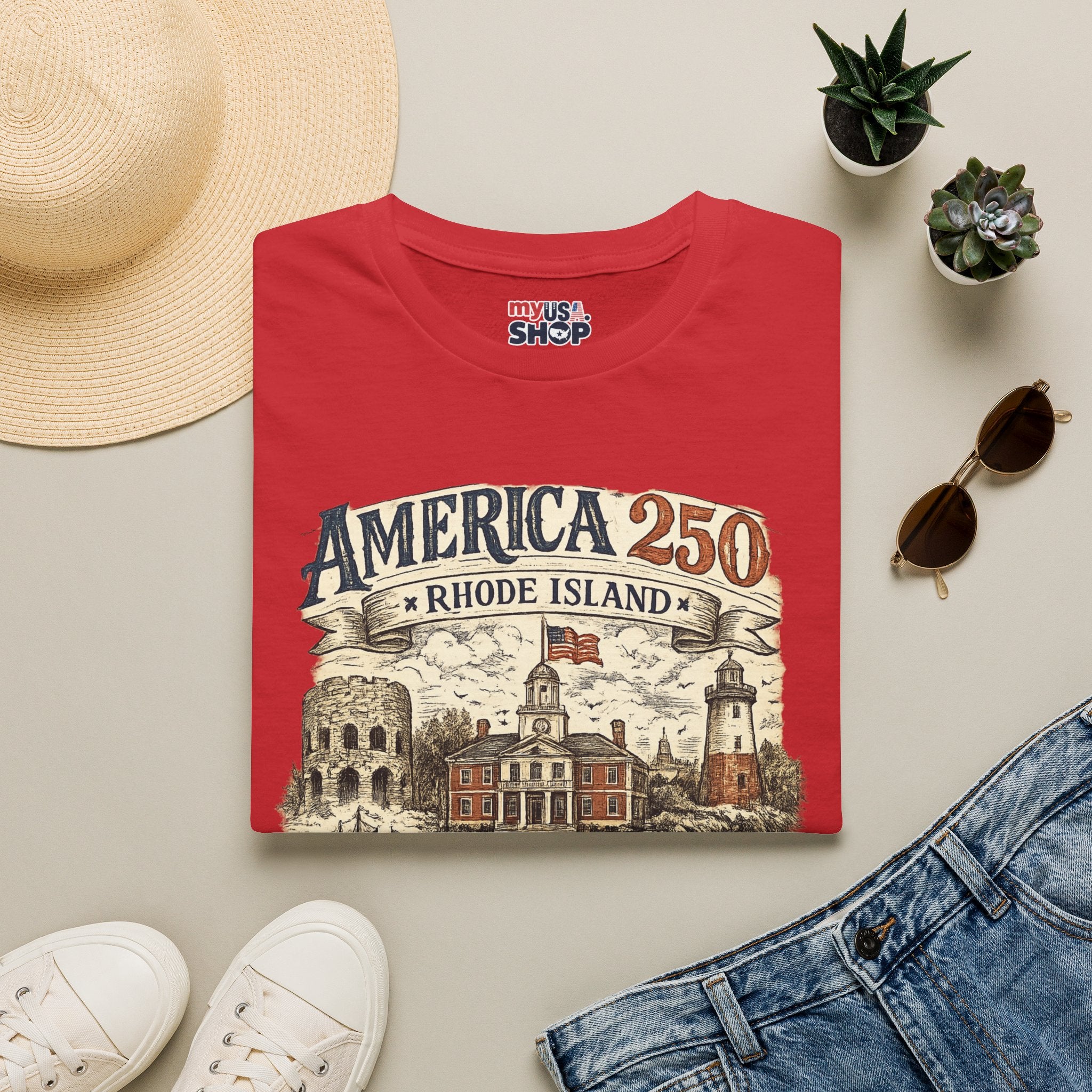 America 250 Rhode Island Shirt — Birthplace of Liberty Heritage Tee