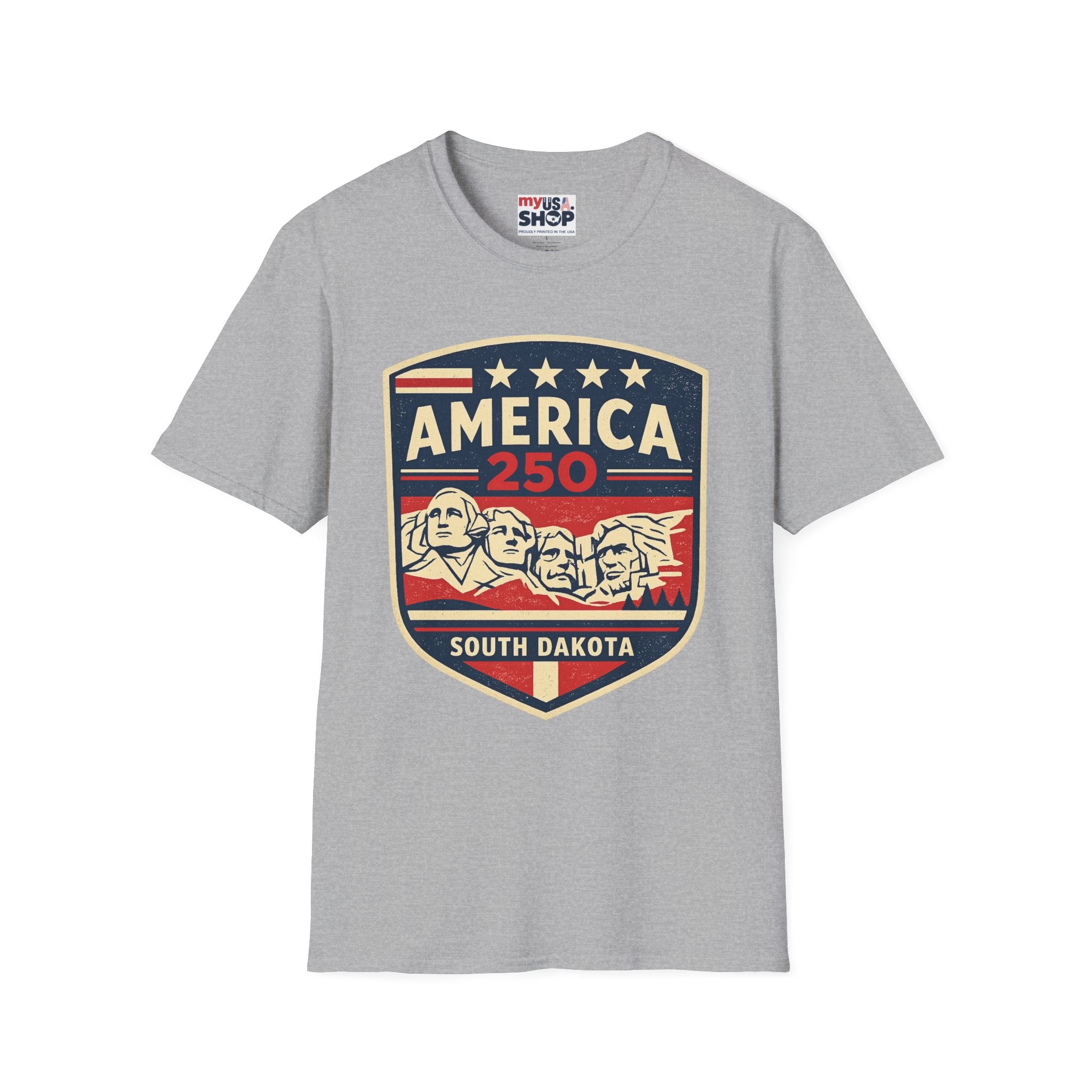 America 250 South Dakota Shirt — Retro Mount Rushmore USA Graphic Tee