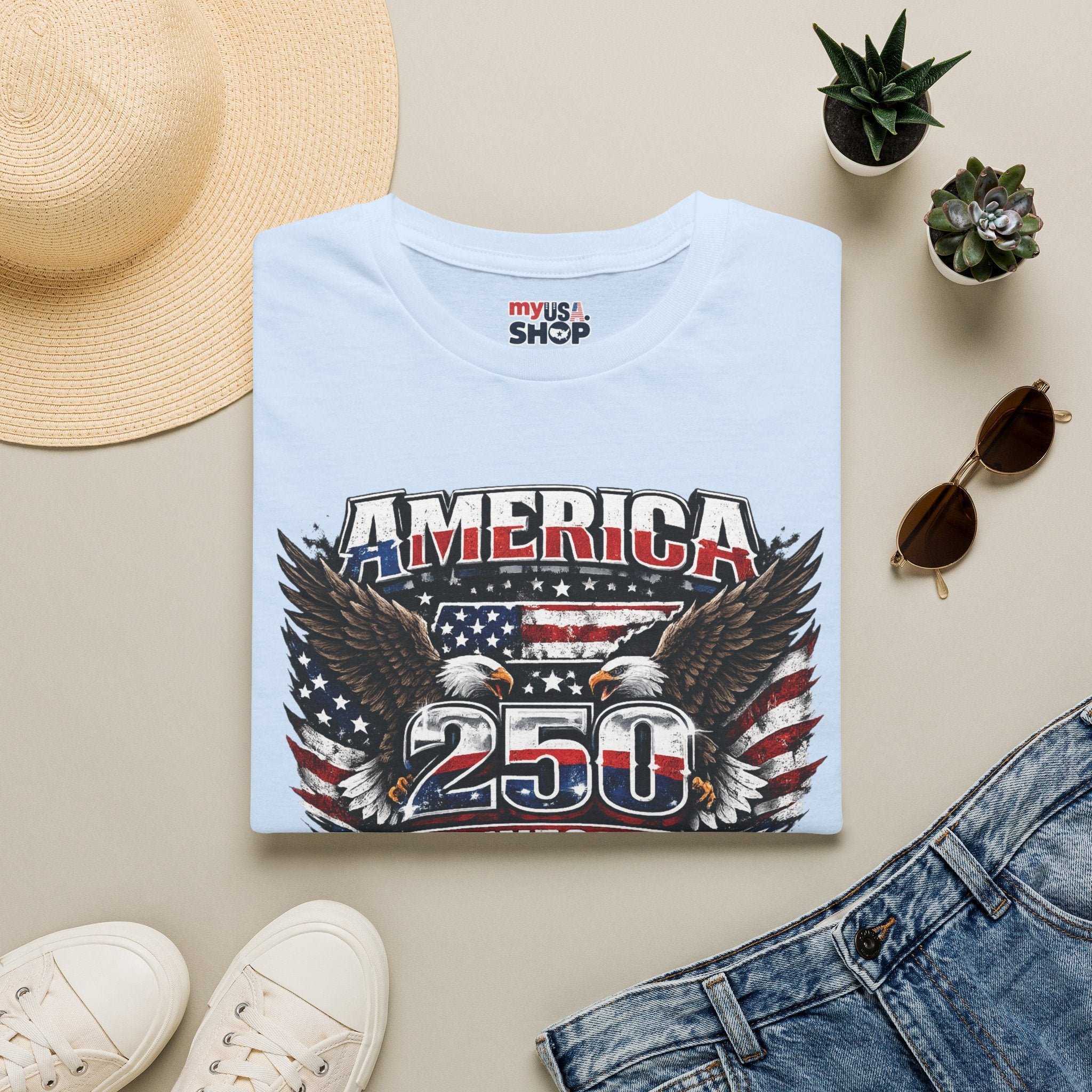 America 250 Tennessee T-Shirt — Vintage Patriotic Eagle Graphic Tee