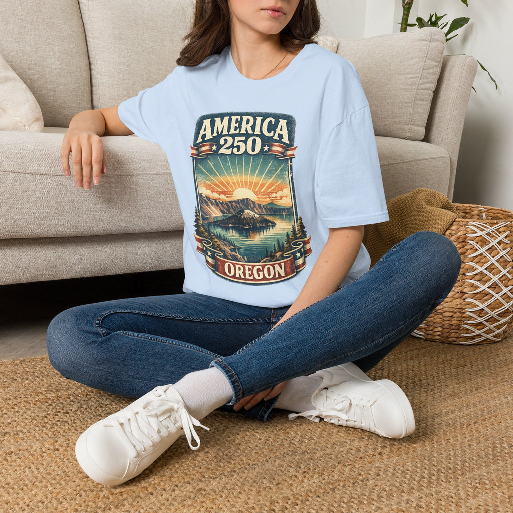 Oregon America 250 Shirt — Crater Lake Sunset Vintage Tee