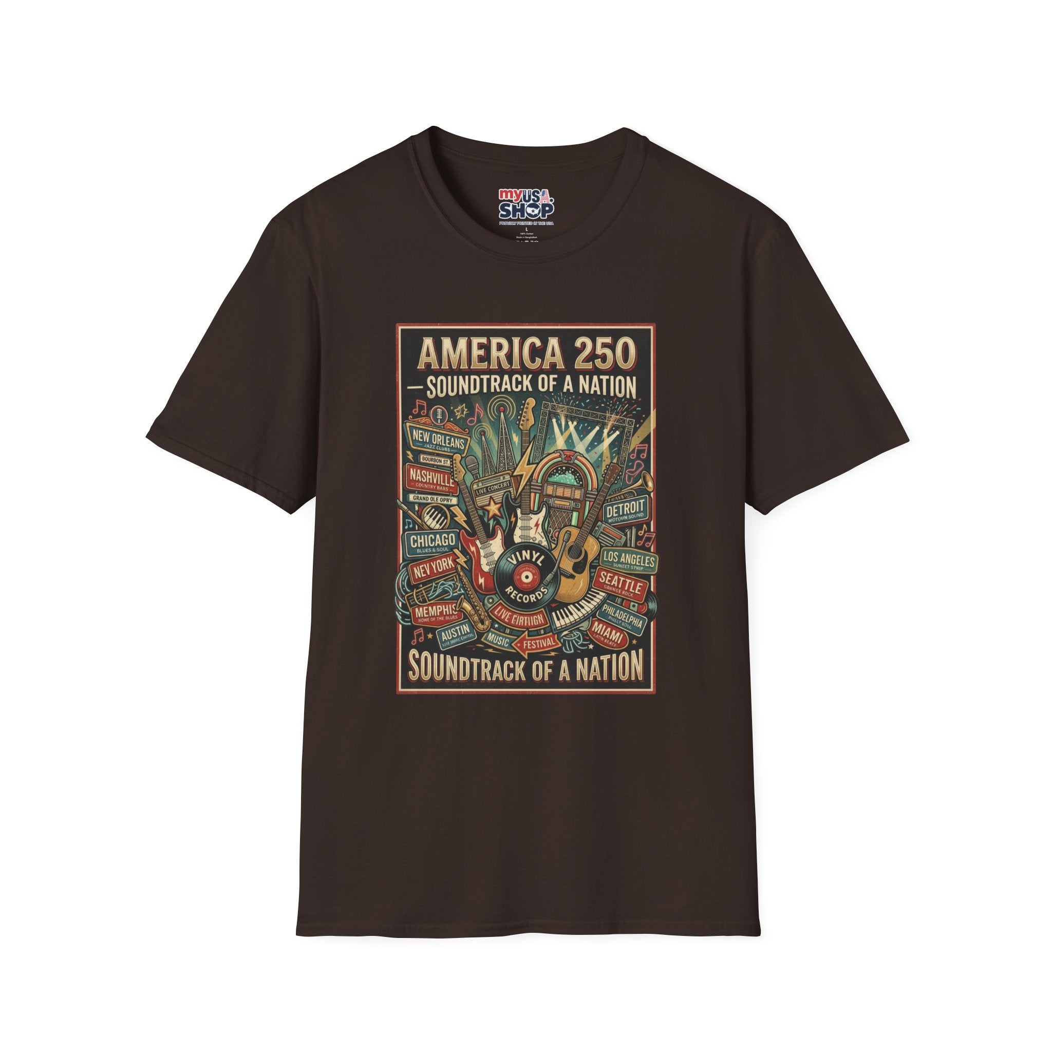 America 250 "Soundtrack of a Nation" T-Shirt — Patriotic Music Festival Tee Pop Culture