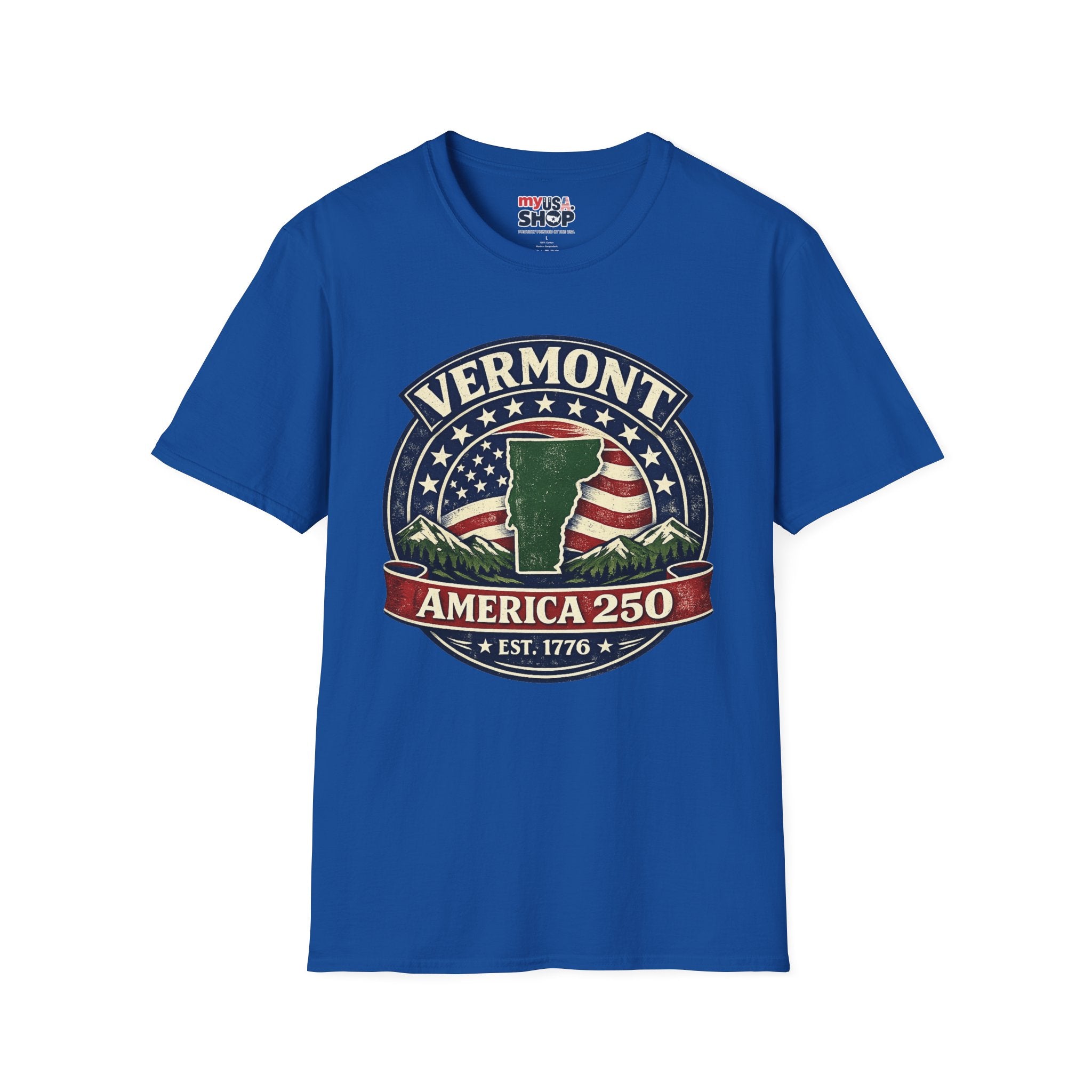 America 250 – Vermont Est. 1776 Map Vintage Tee Design