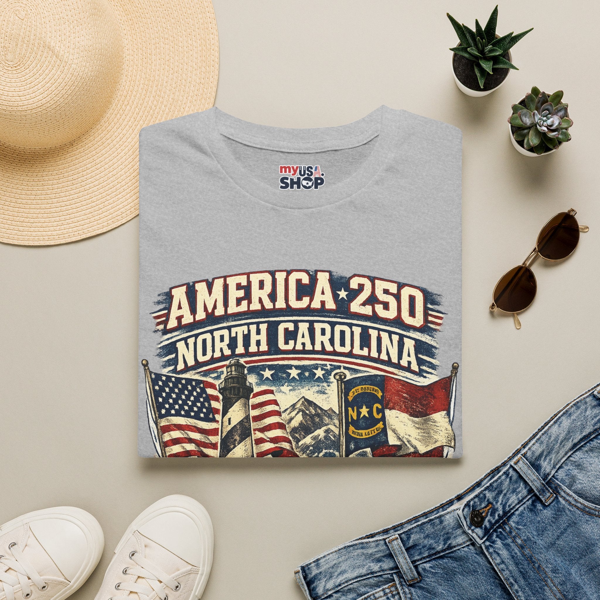 America 250 North Carolina T-Shirt — 1776–2026 Patriotic State Pride Tee