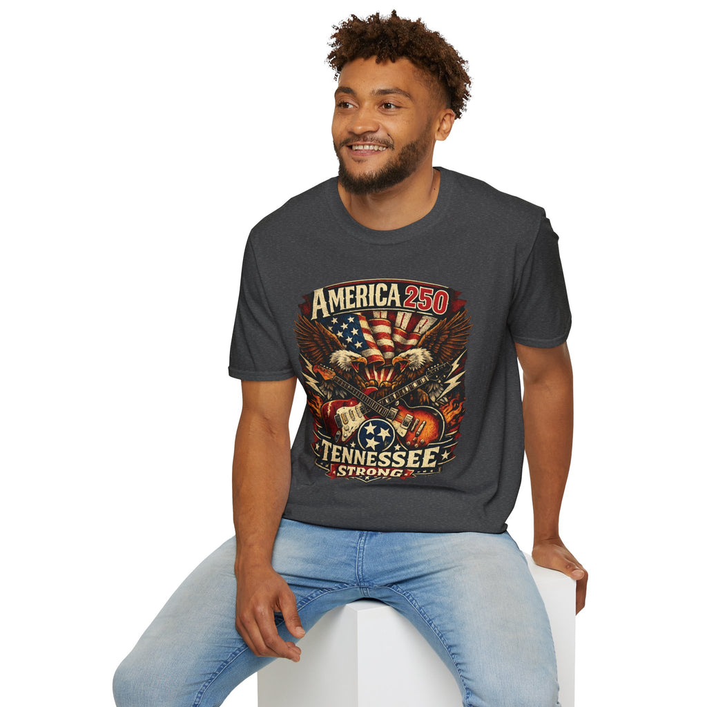America 250 Tennessee Shirt — Tennessee Strong Patriotic Music Graphic Tee