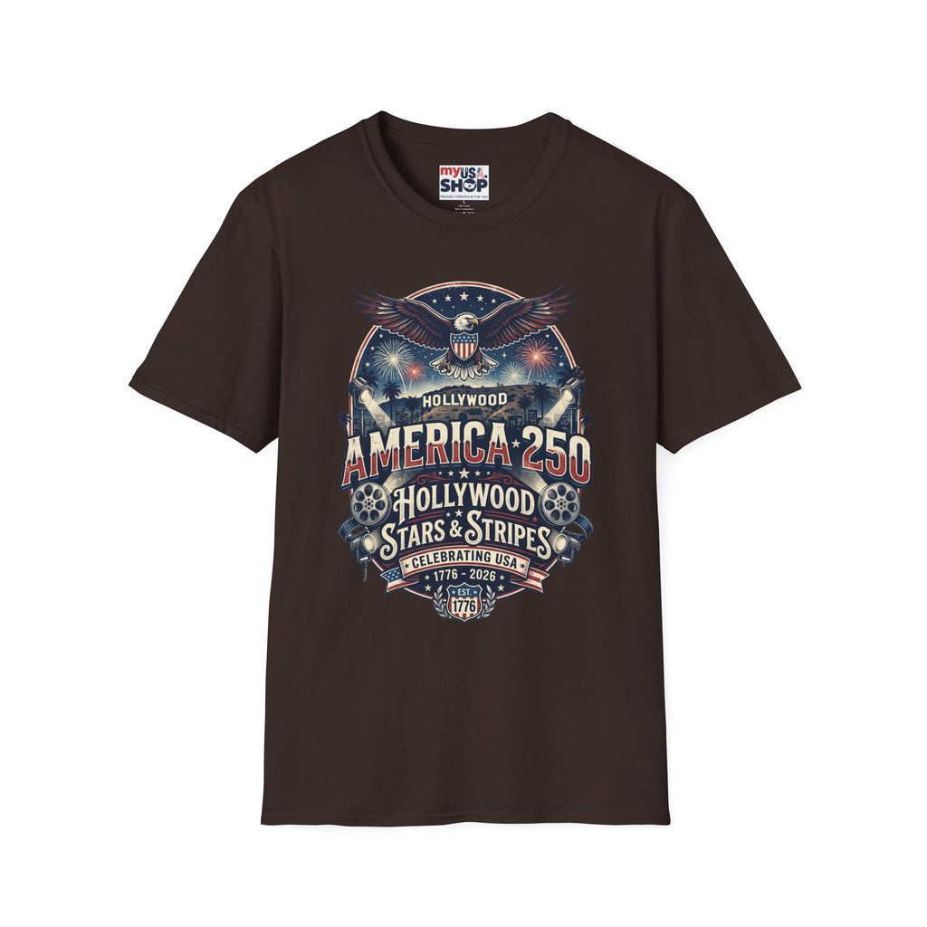 America 250 Graphic T-Shirt — Hollywood Stars & Stripes Eagle Design