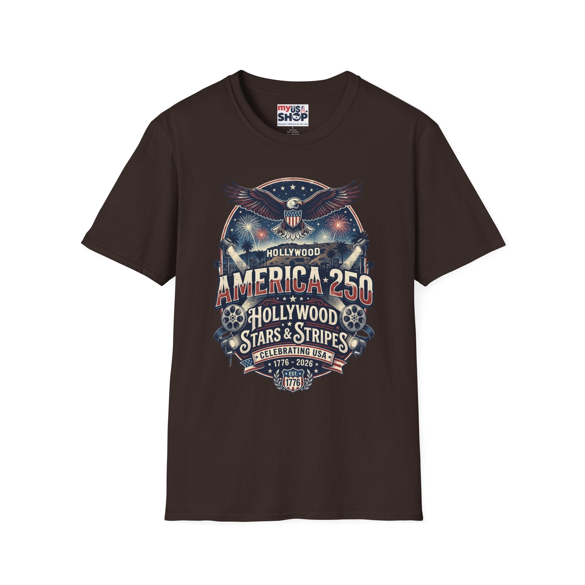 America 250 Graphic T-Shirt — Hollywood Stars & Stripes Eagle Design