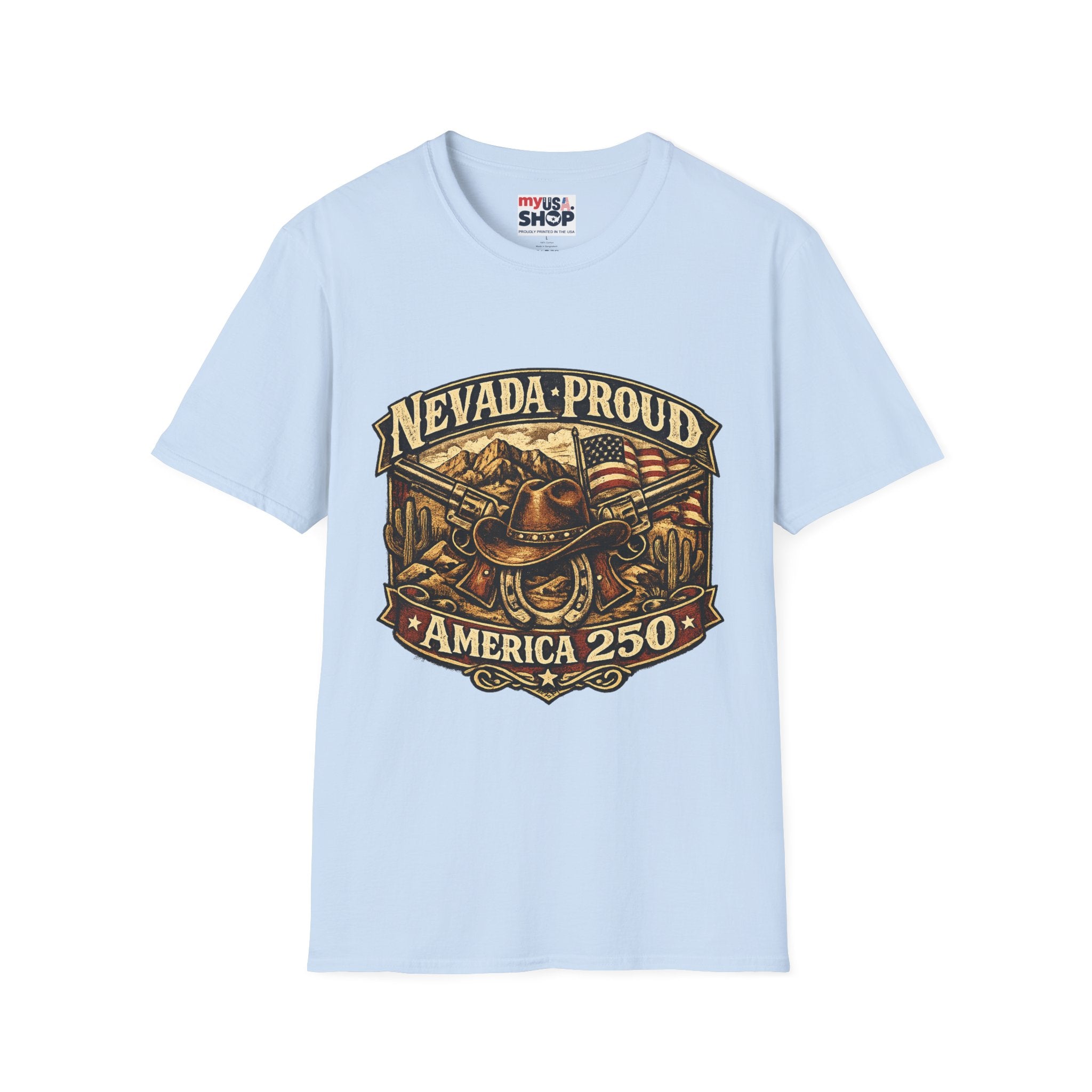 America 250 Nevada Proud T-Shirt — Vintage American Western Design