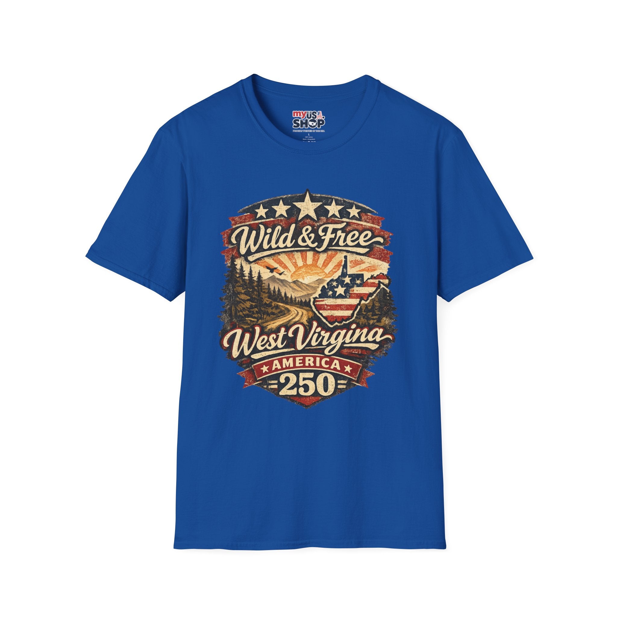 Wild & Free West Virginia T-Shirt — America 250 Mountain Sunset Tee