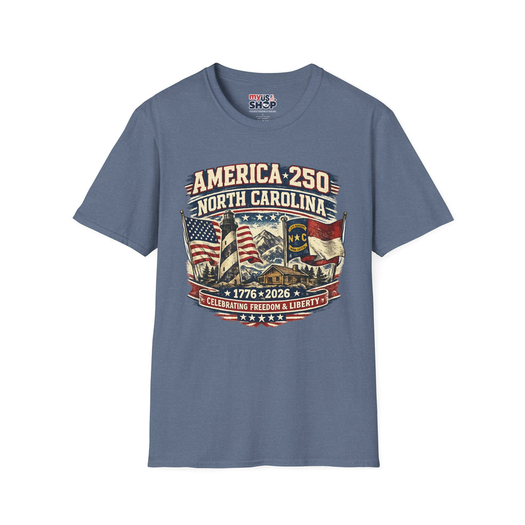 America 250 North Carolina T-Shirt — 1776–2026 Patriotic State Pride Tee