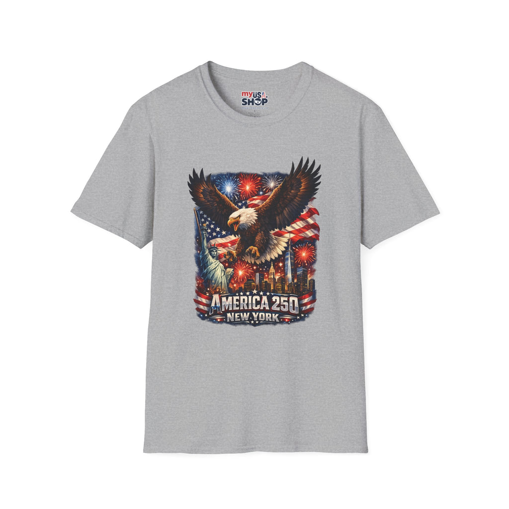 America 250 Patriotic Eagle T-Shirt — New York Fireworks Design