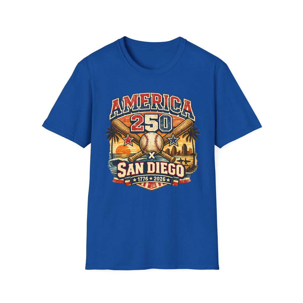 America 250 San Diego California Baseball Tee