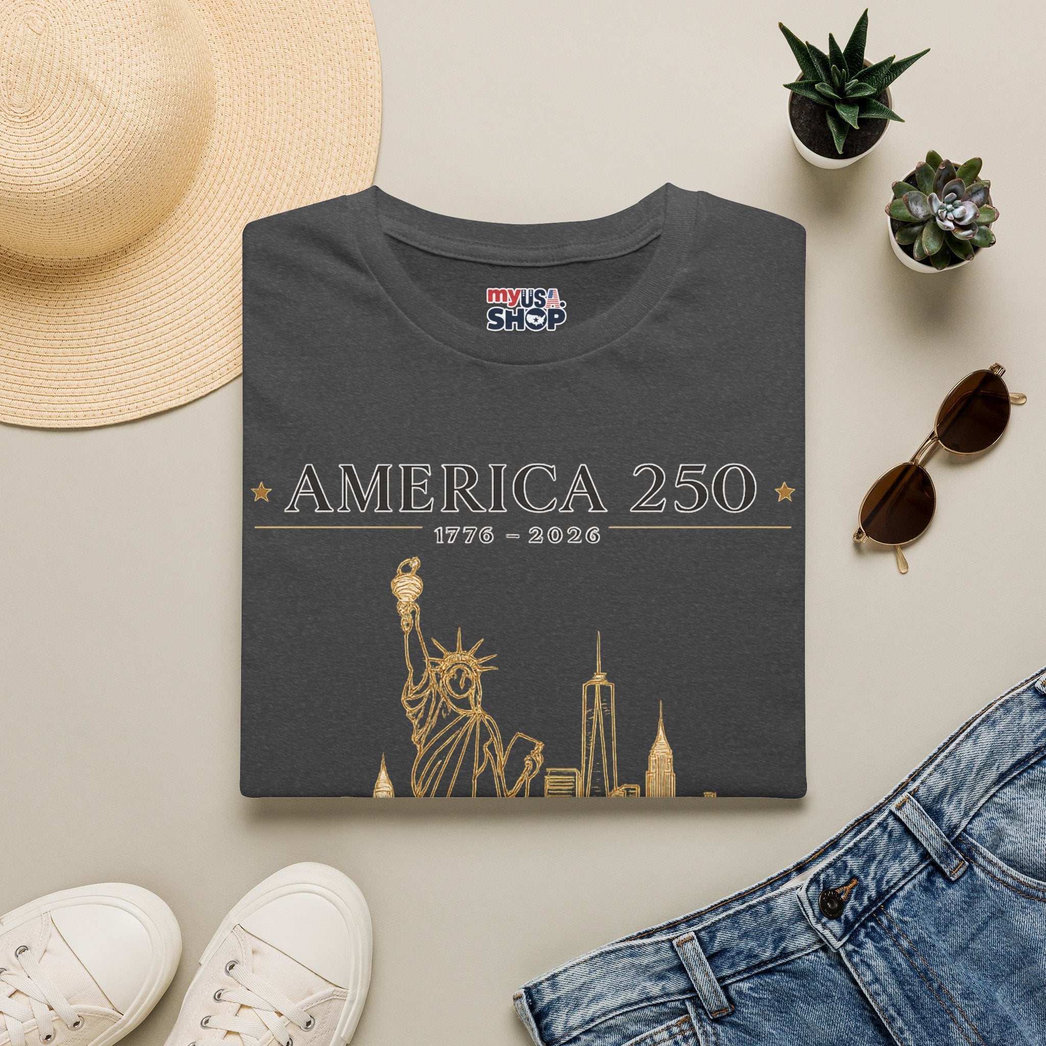 America 250 — USA Commemorative Tee (New York Statue of Liberty Design)