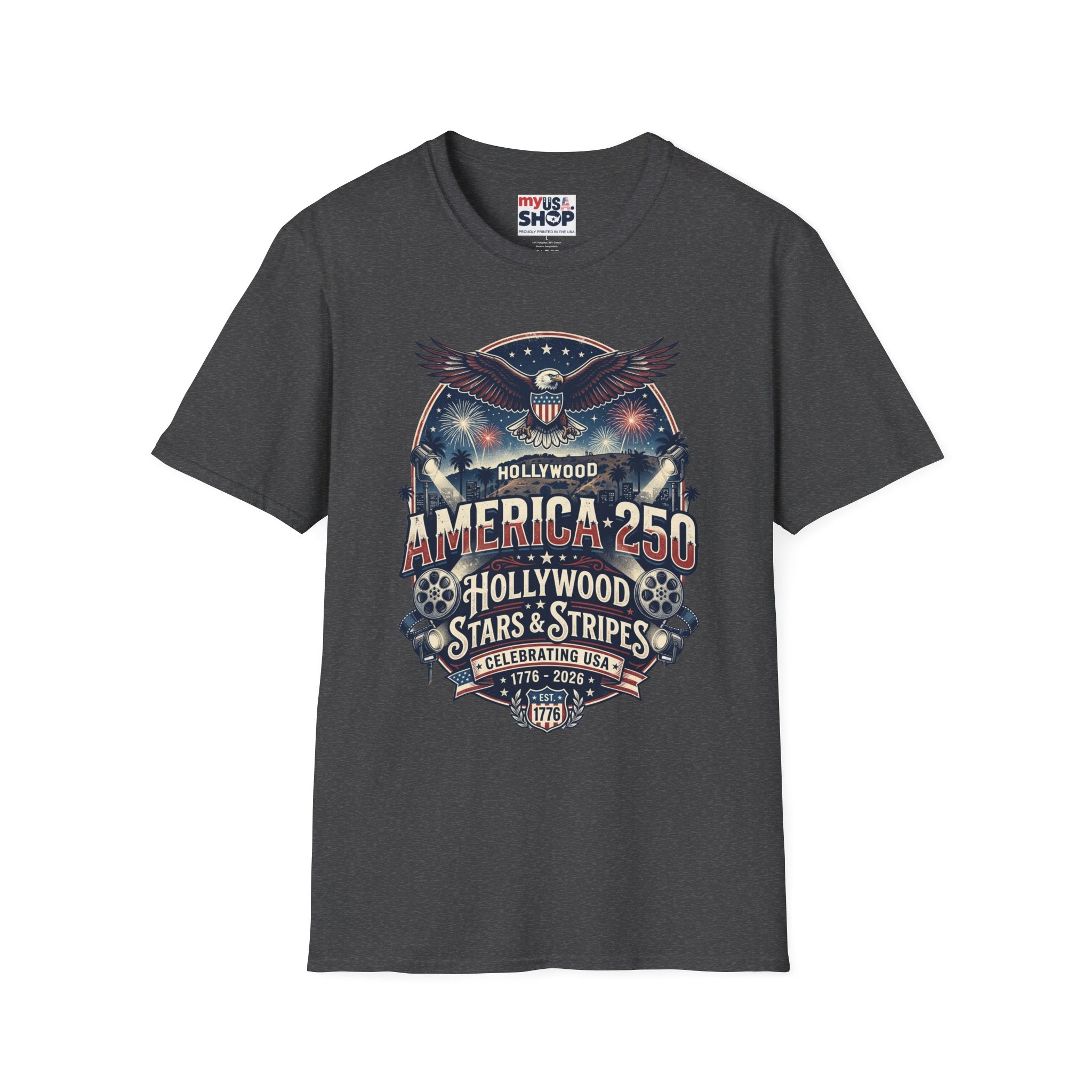 America 250 Graphic T-Shirt — Hollywood Stars & Stripes Eagle Design