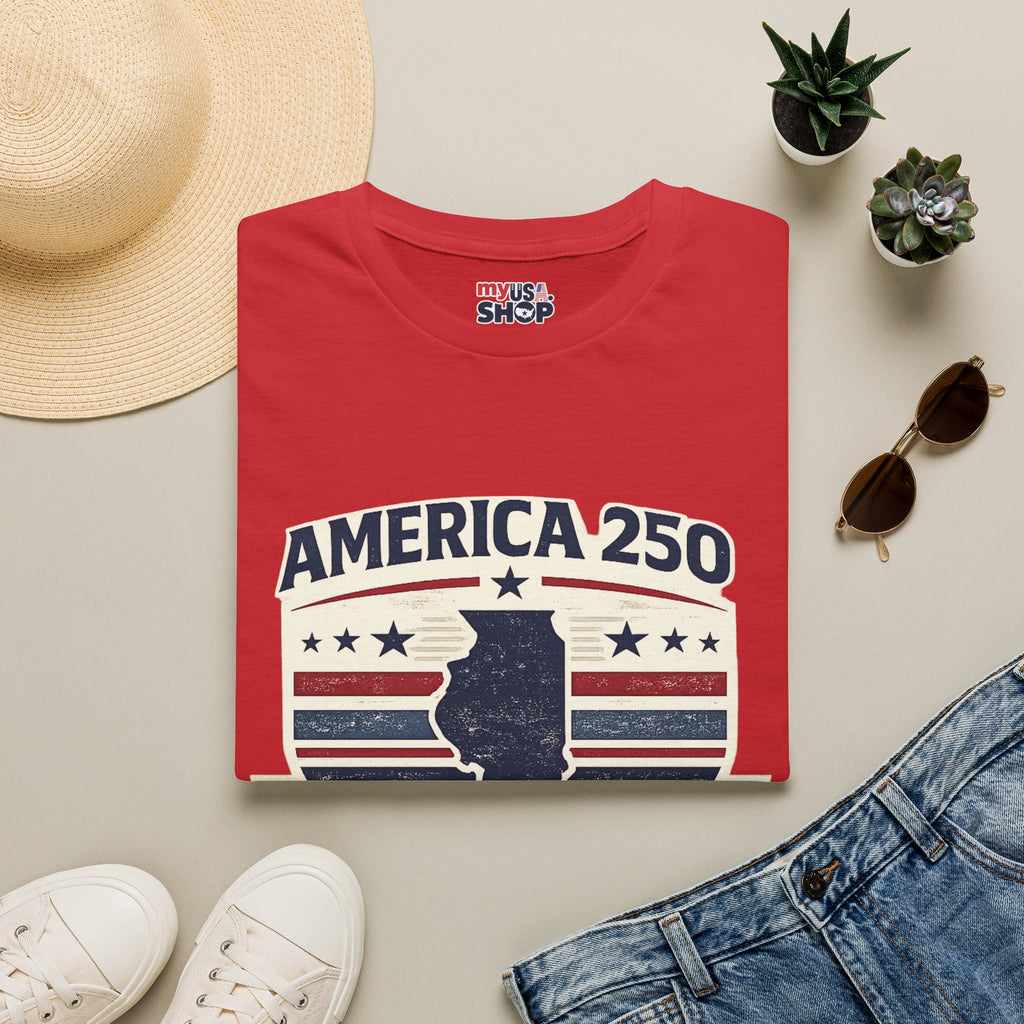 America 250 Illinois T-Shirt — 1776–2026 Bicentennial USA State Pride Tee
