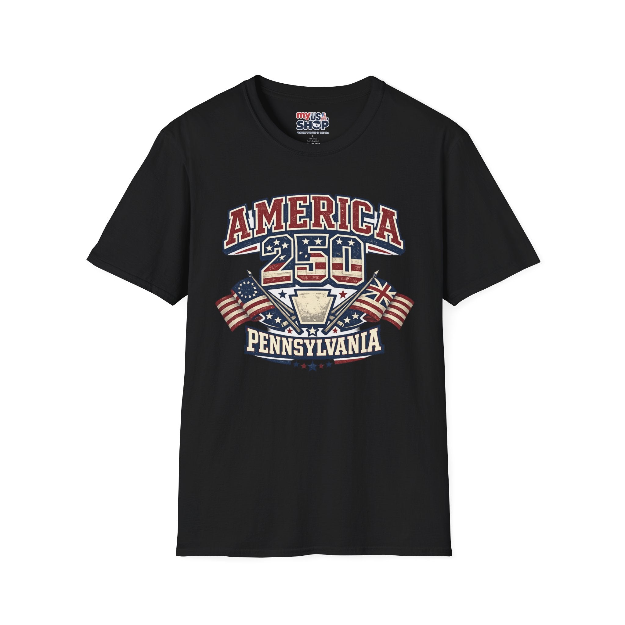 Pennsylvania America 250 Shirt — Retro Patriotic Varsity Graphic Tee