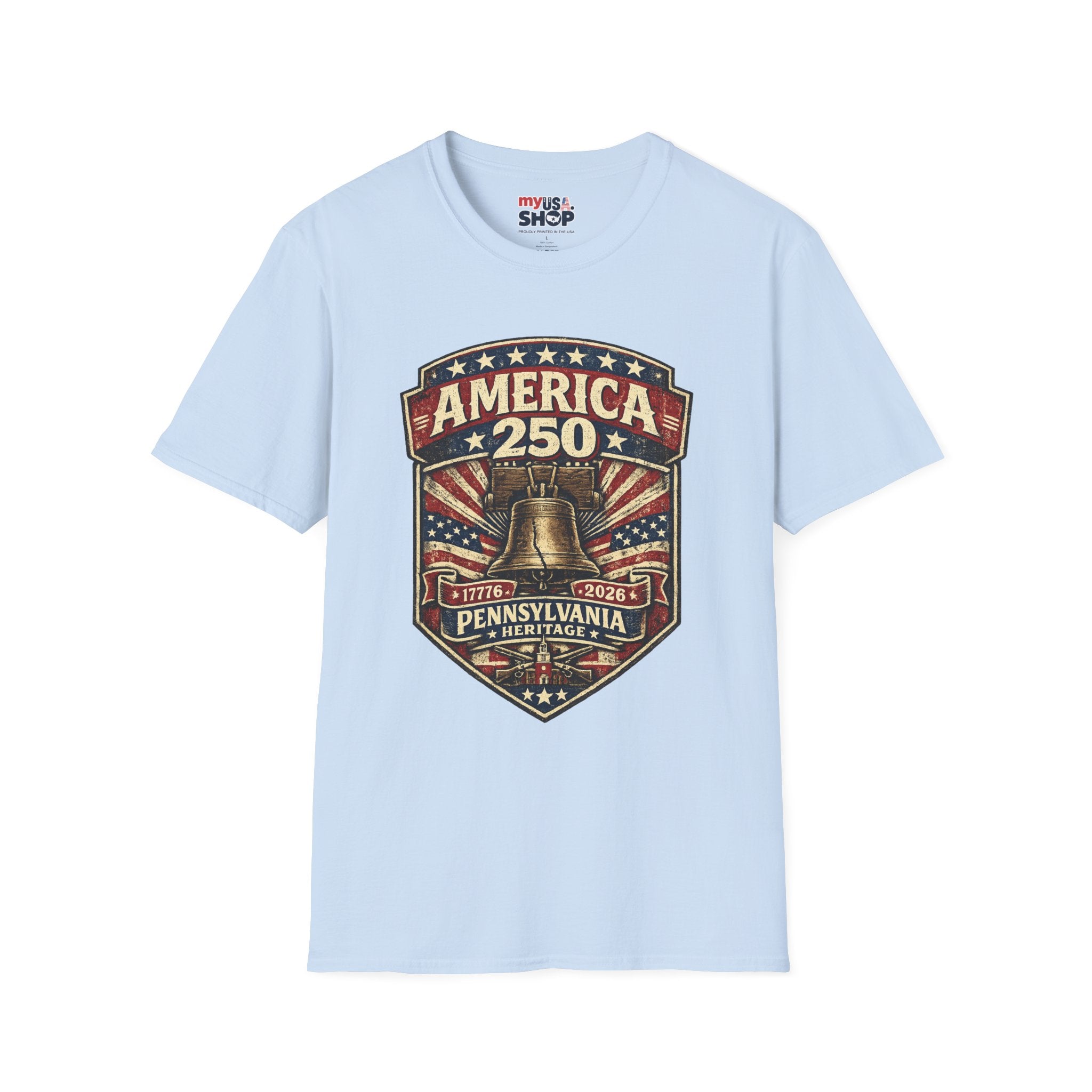 Pennsylvania America 250 Shirt — Vintage Liberty Bell Heritage Crest Tee