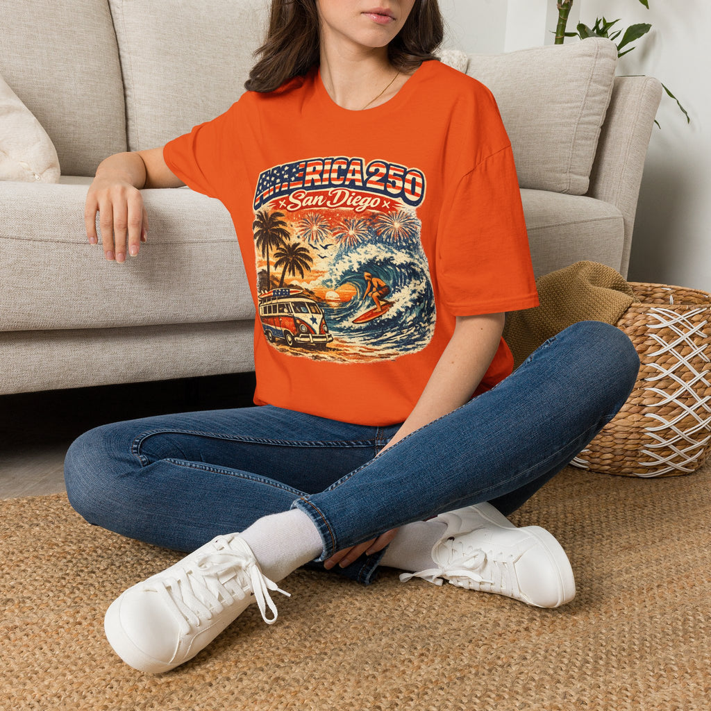 America 250 San Diego California Vintage Surf Tee