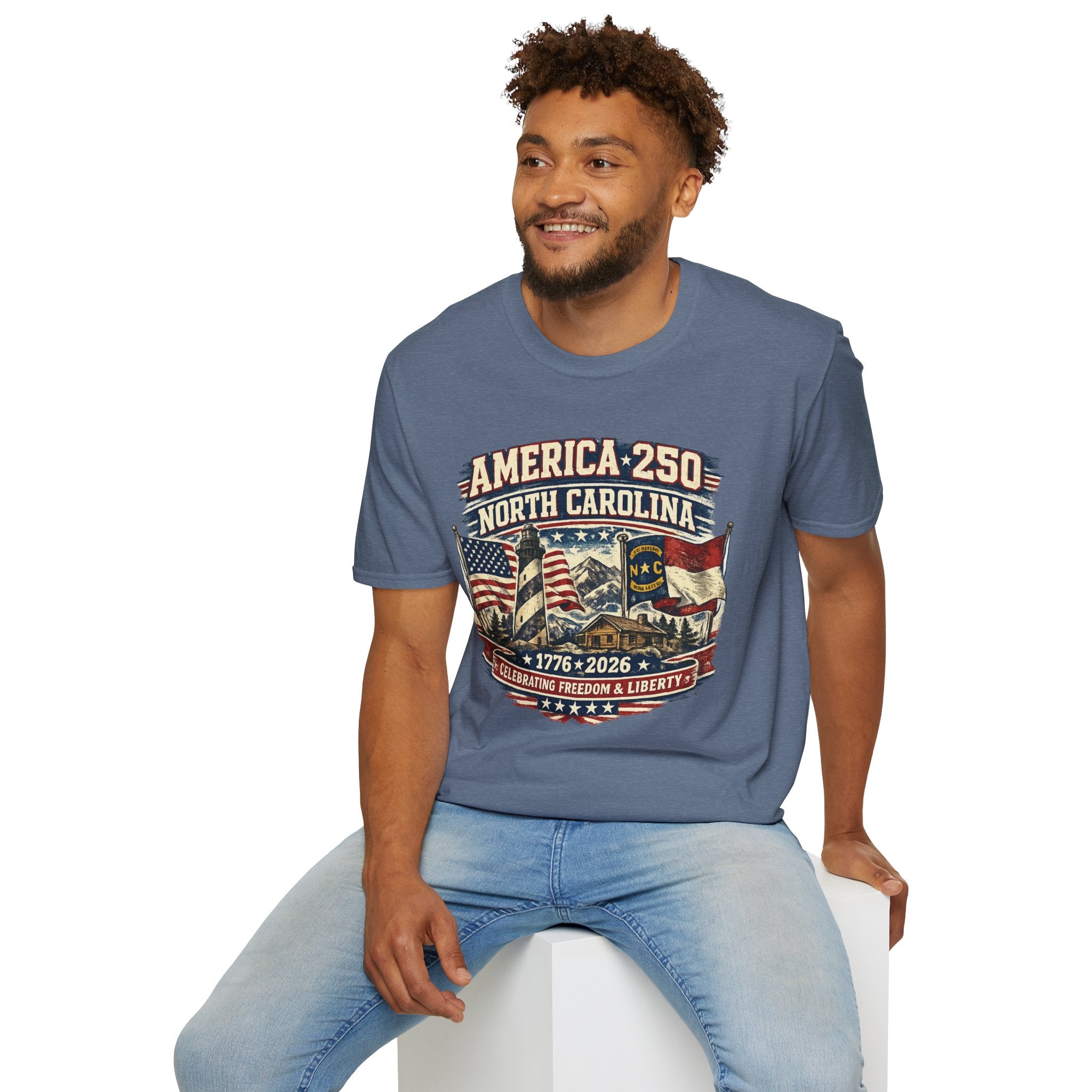 America 250 North Carolina T-Shirt — 1776–2026 Patriotic State Pride Tee