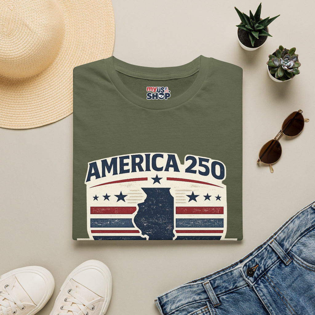 America 250 Illinois T-Shirt — 1776–2026 Bicentennial USA State Pride Tee