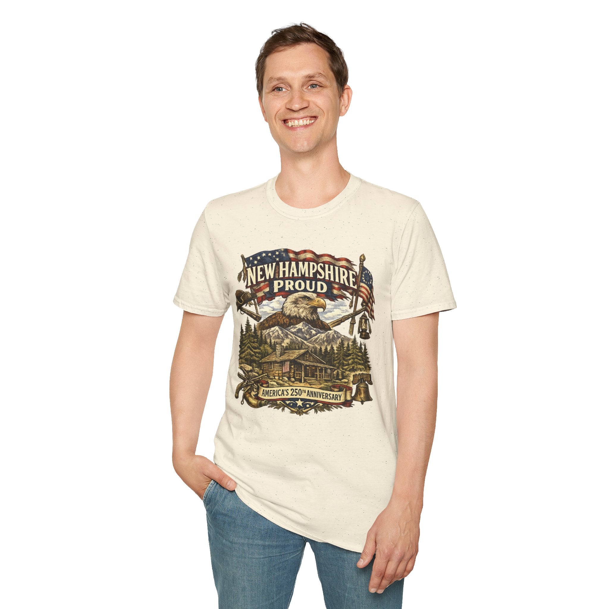 America 250 New Hampshire Proud T-Shirt — Patriotic Eagle State Tee