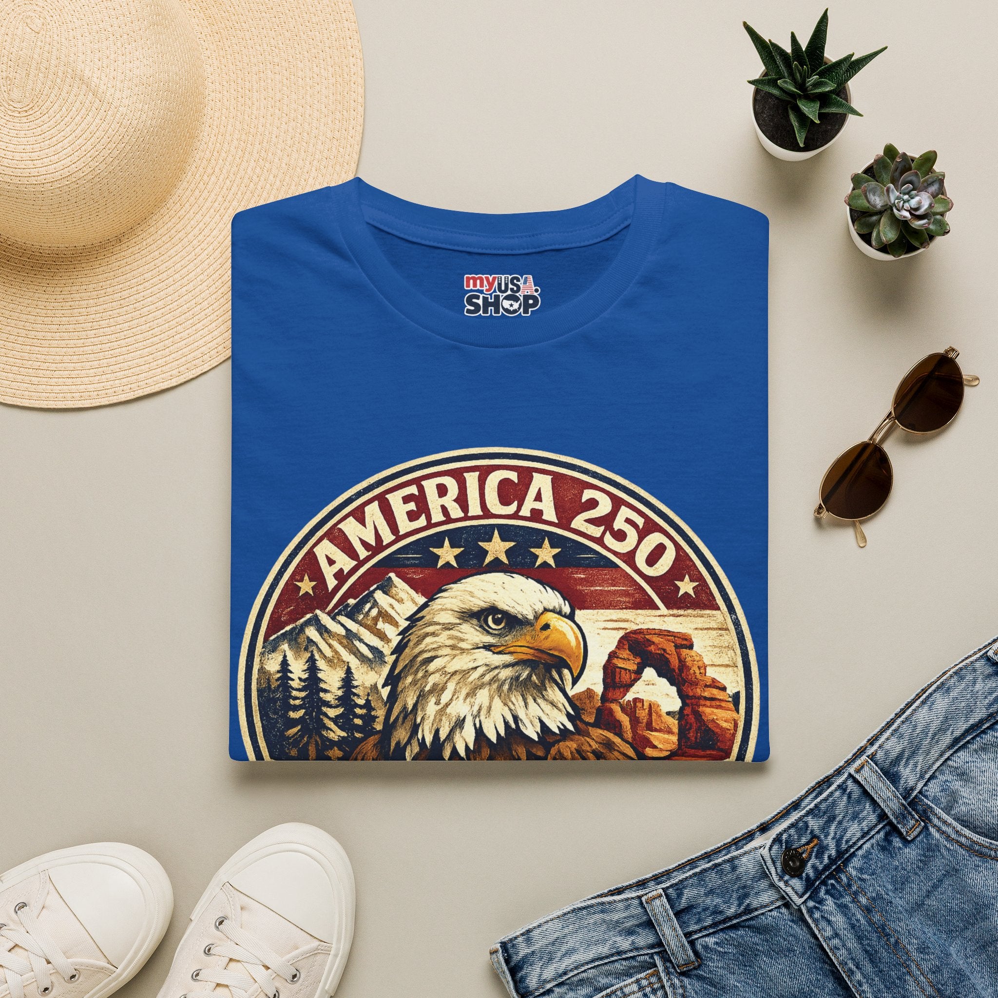 America 250 Utah State Tee — Land of Freedom Eagle Graphic Shirt