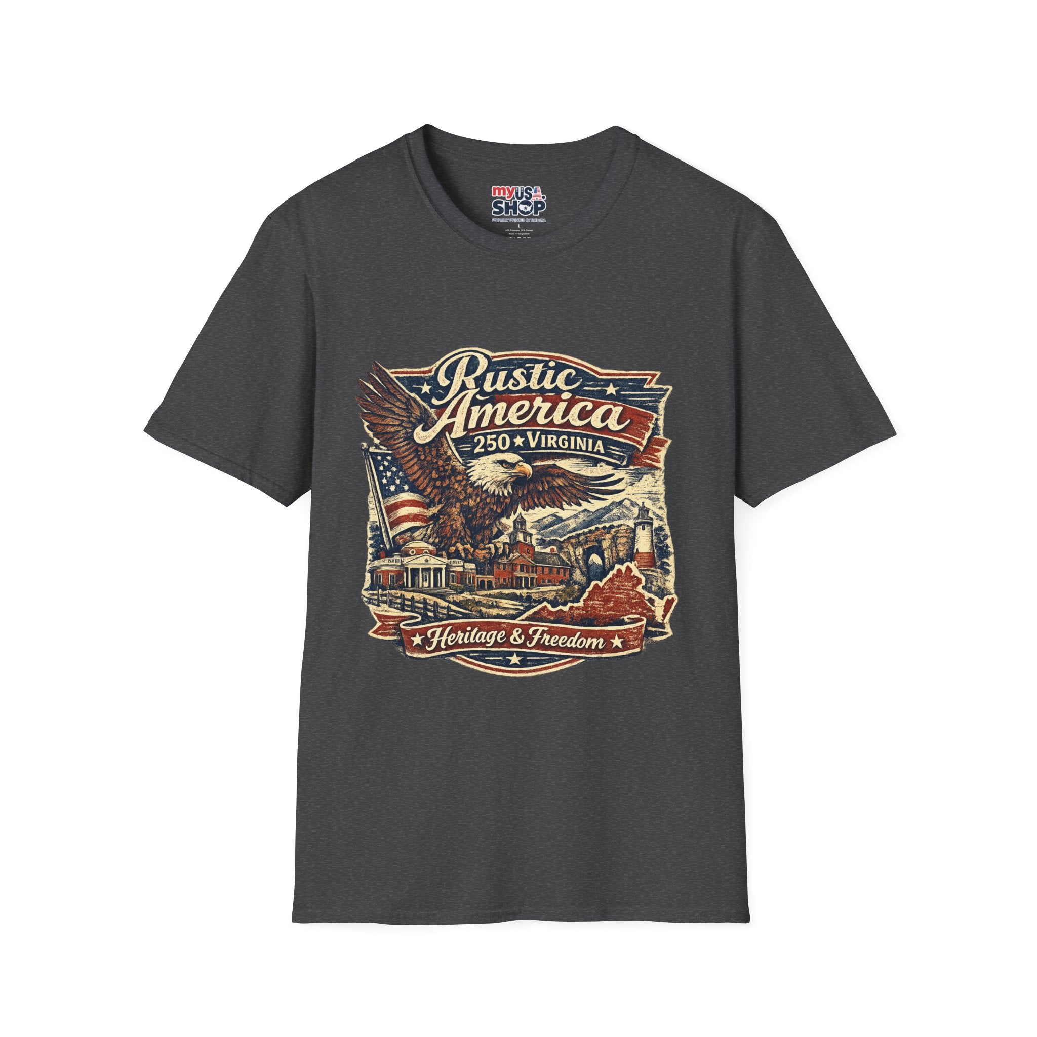 America 250 Virginia Eagle T‑Shirt — Heritage & Freedom Vintage Design